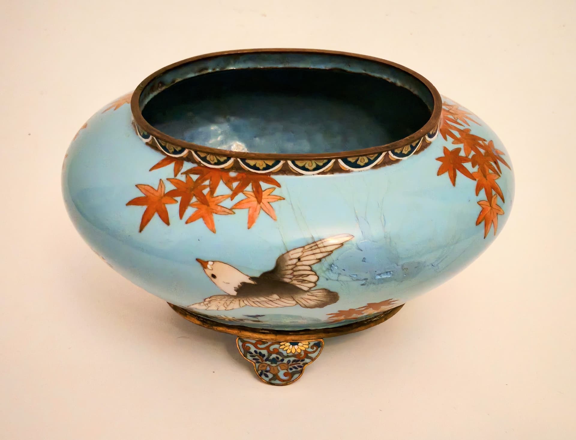 Jardinière, blue enamel, brass, Japan, 19th c. - 124116