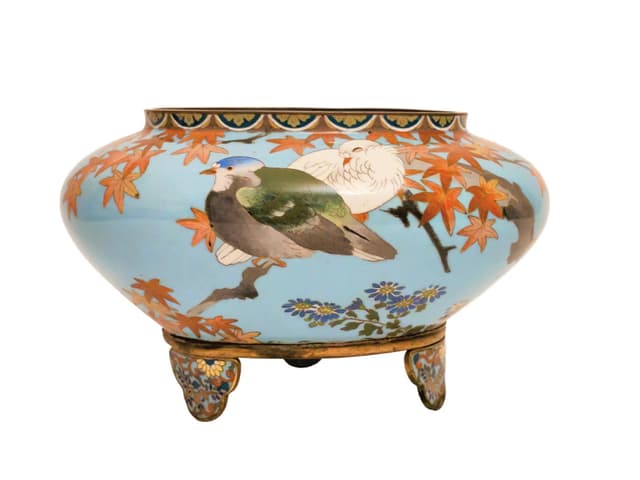 Jardinière, blue enamel, brass, Japan, 19th c. - DIMENSION