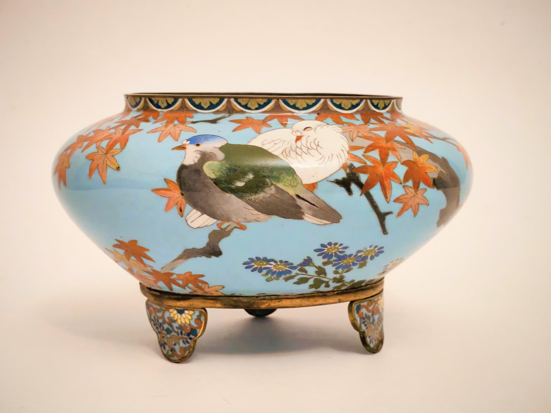Jardinière, blue enamel, brass, Japan, 19th c. - 124109