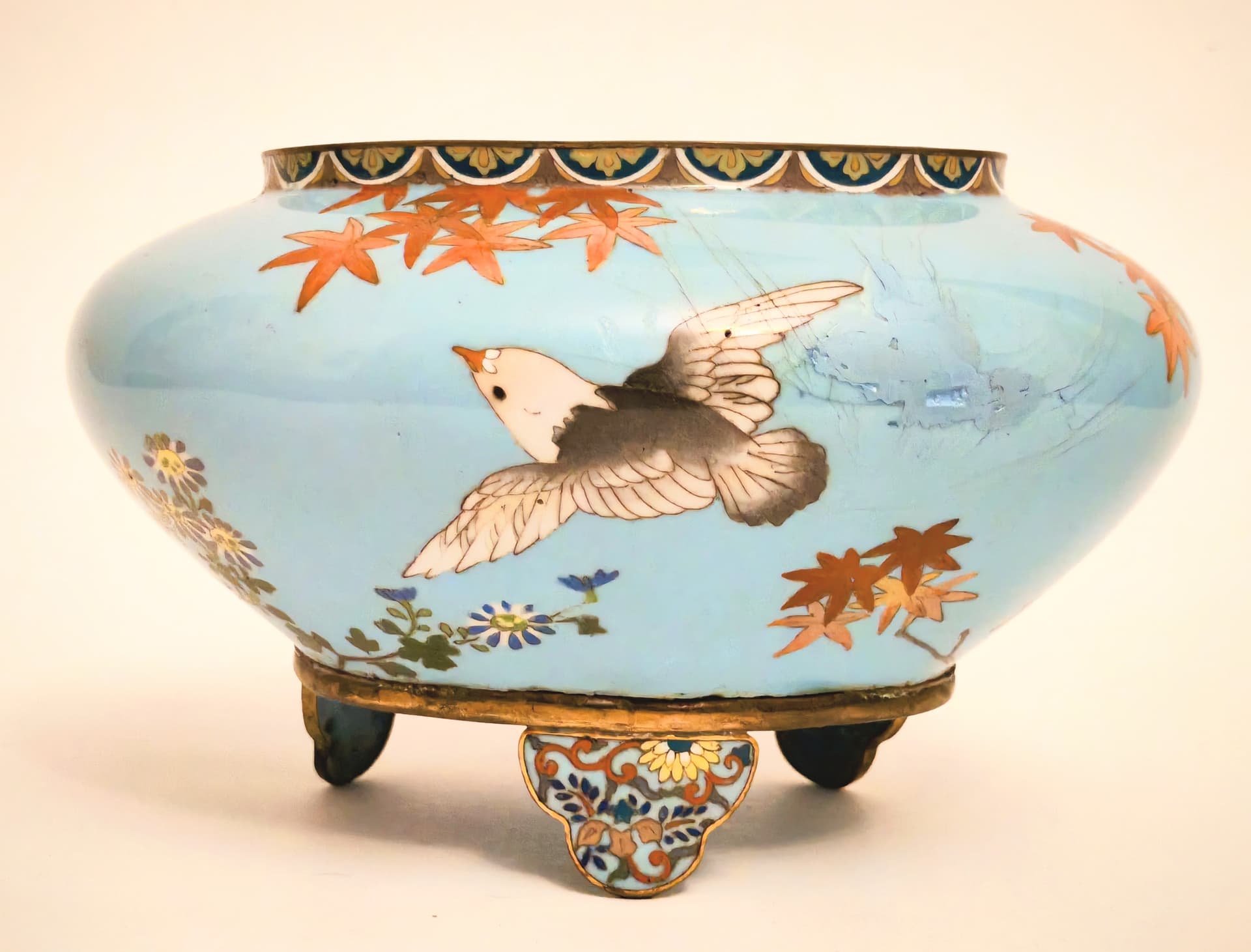 Jardinière, blue enamel, brass, Japan, 19th c. - 124113