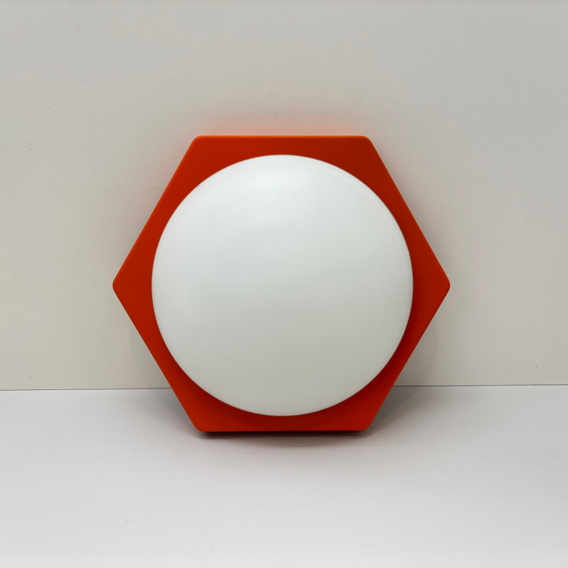 Wall lamp, white orange, glass metal, by R. Kruger, Germany, 1970s. - 124209
