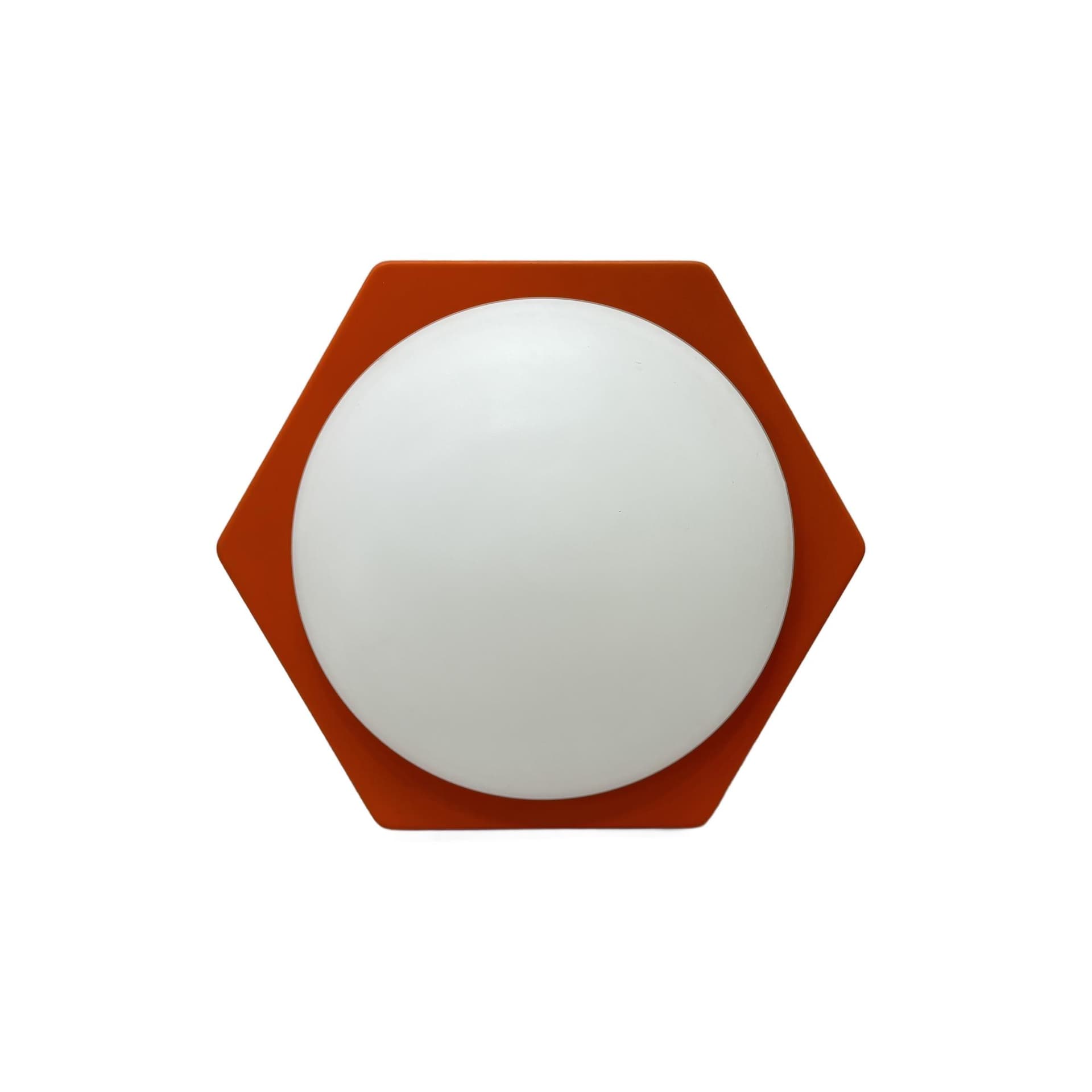 Wall lamp, white orange, glass metal, by R. Kruger, Germany, 1970s.