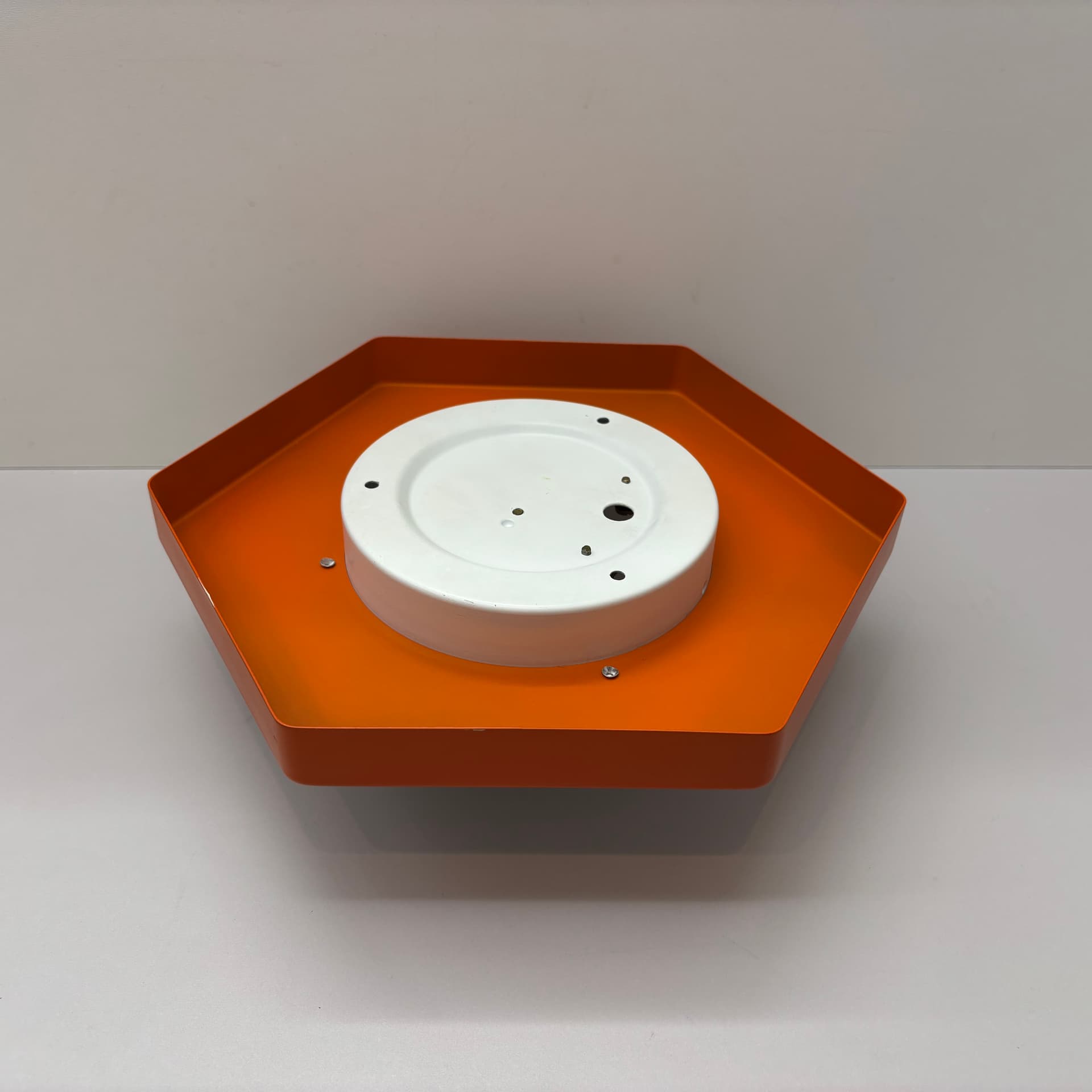 Wall lamp, white orange, glass metal, by R. Kruger, Germany, 1970s. - 124213