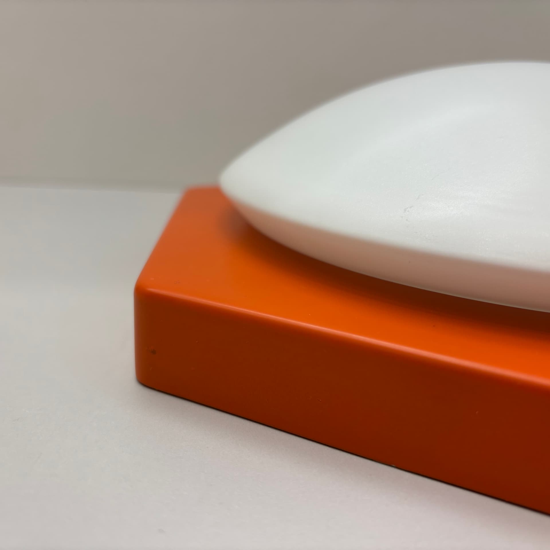 Wall lamp, white orange, glass metal, by R. Kruger, Germany, 1970s. - 124214