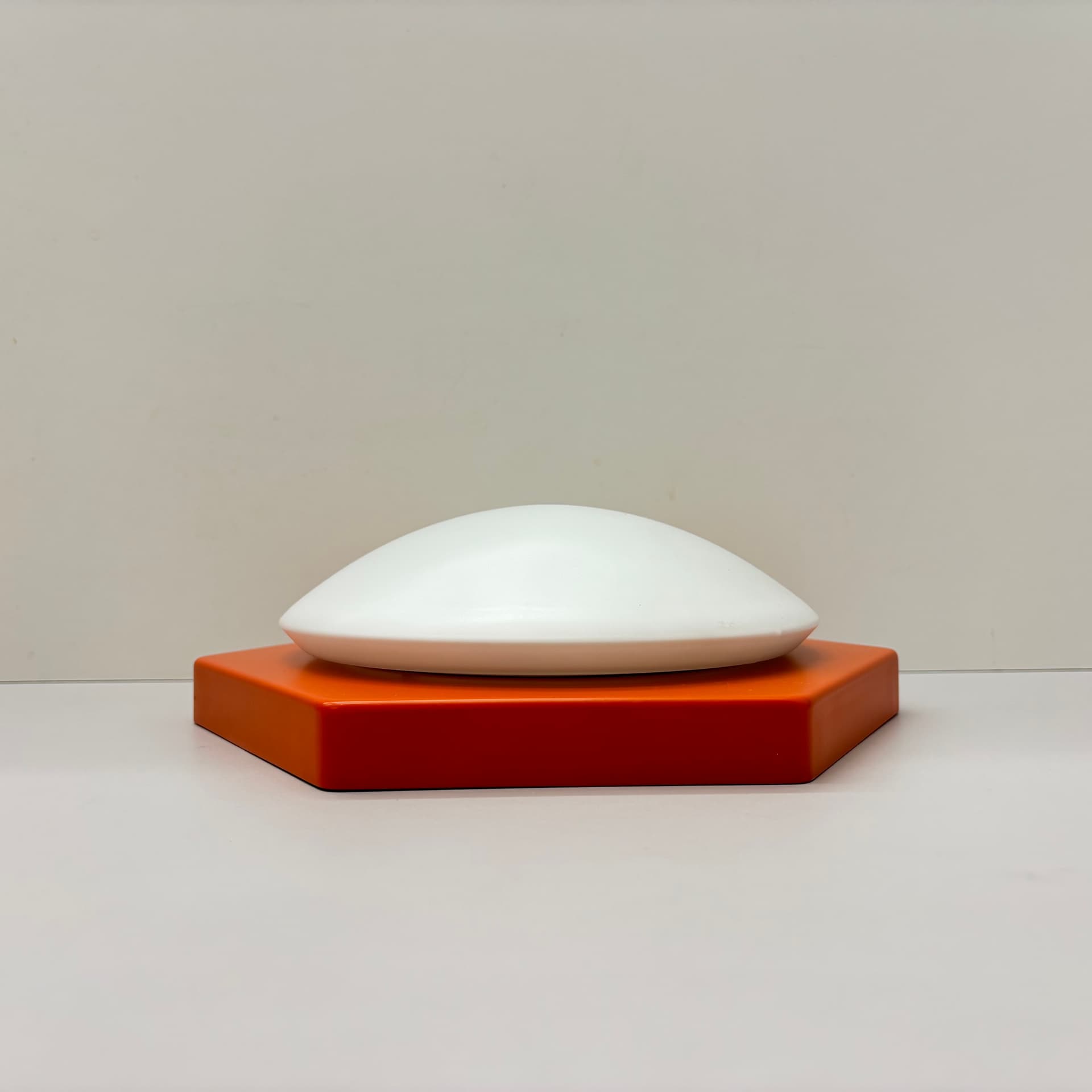 Wall lamp, white orange, glass metal, by R. Kruger, Germany, 1970s. - 124212