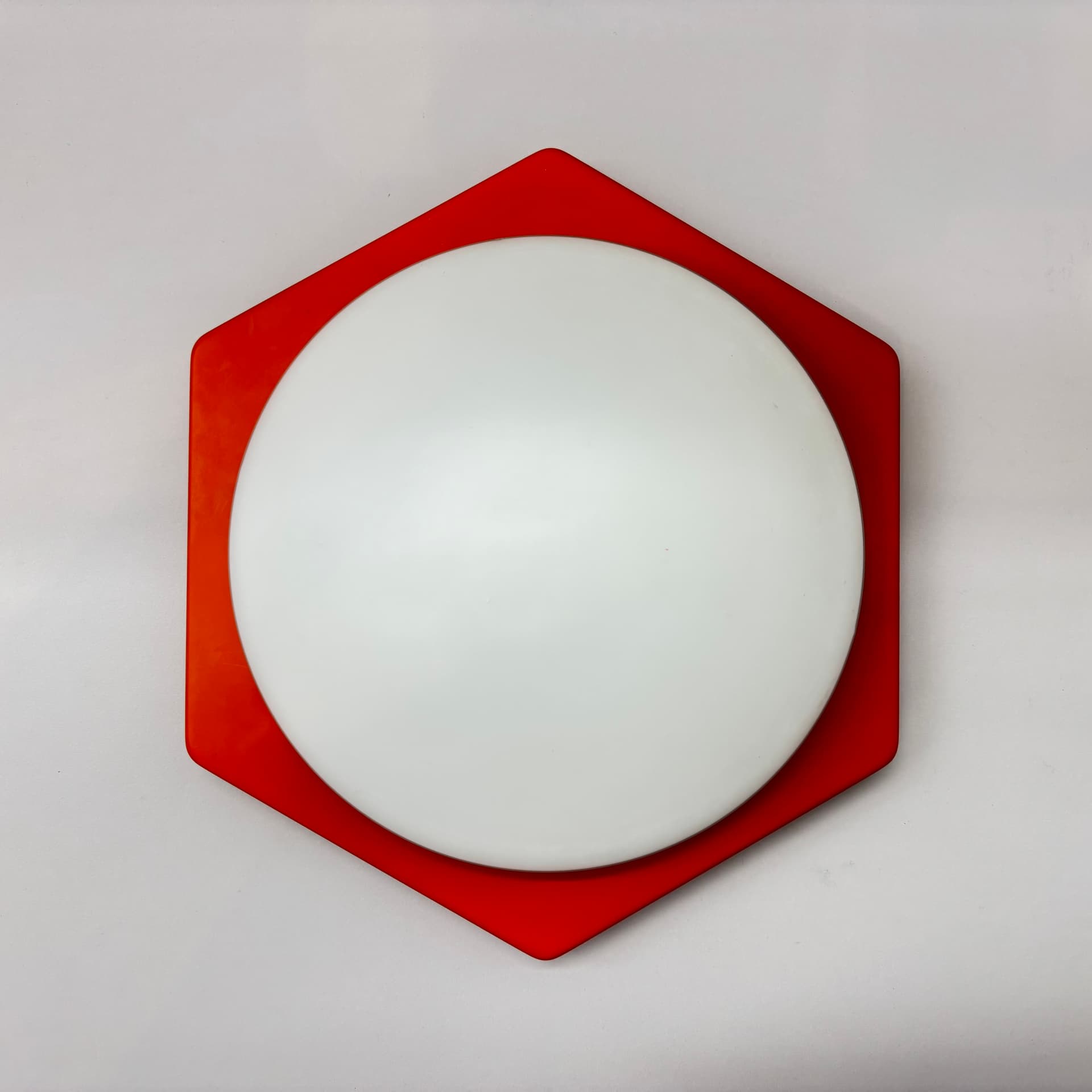 Wall lamp, white orange, glass metal, by R. Kruger, Germany, 1970s. - 124210