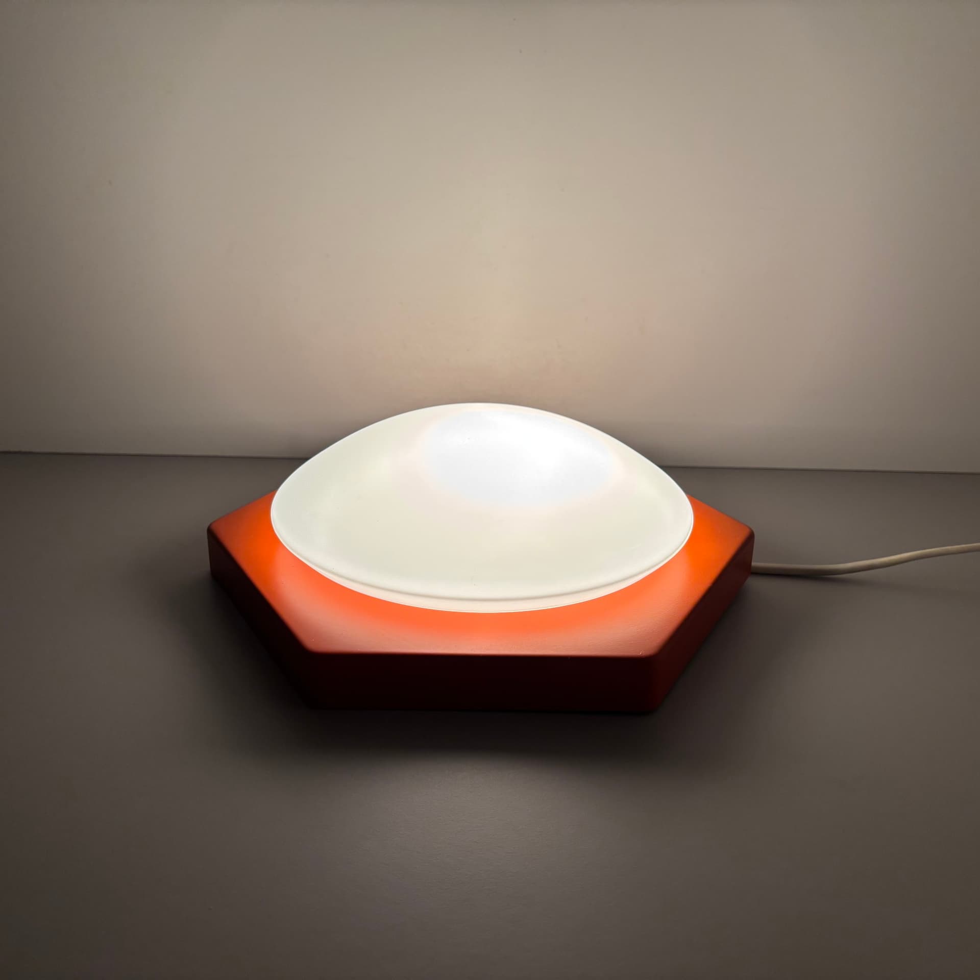 Wall lamp, white orange, glass metal, by R. Kruger, Germany, 1970s. - 124217