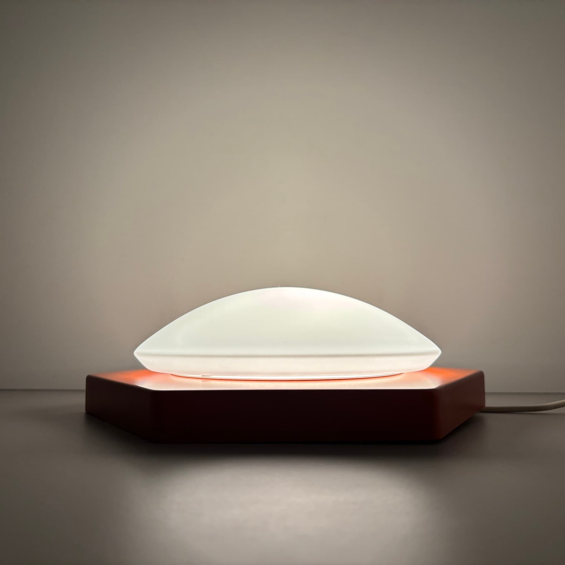 Wall lamp, white orange, glass metal, by R. Kruger, Germany, 1970s. - 124218