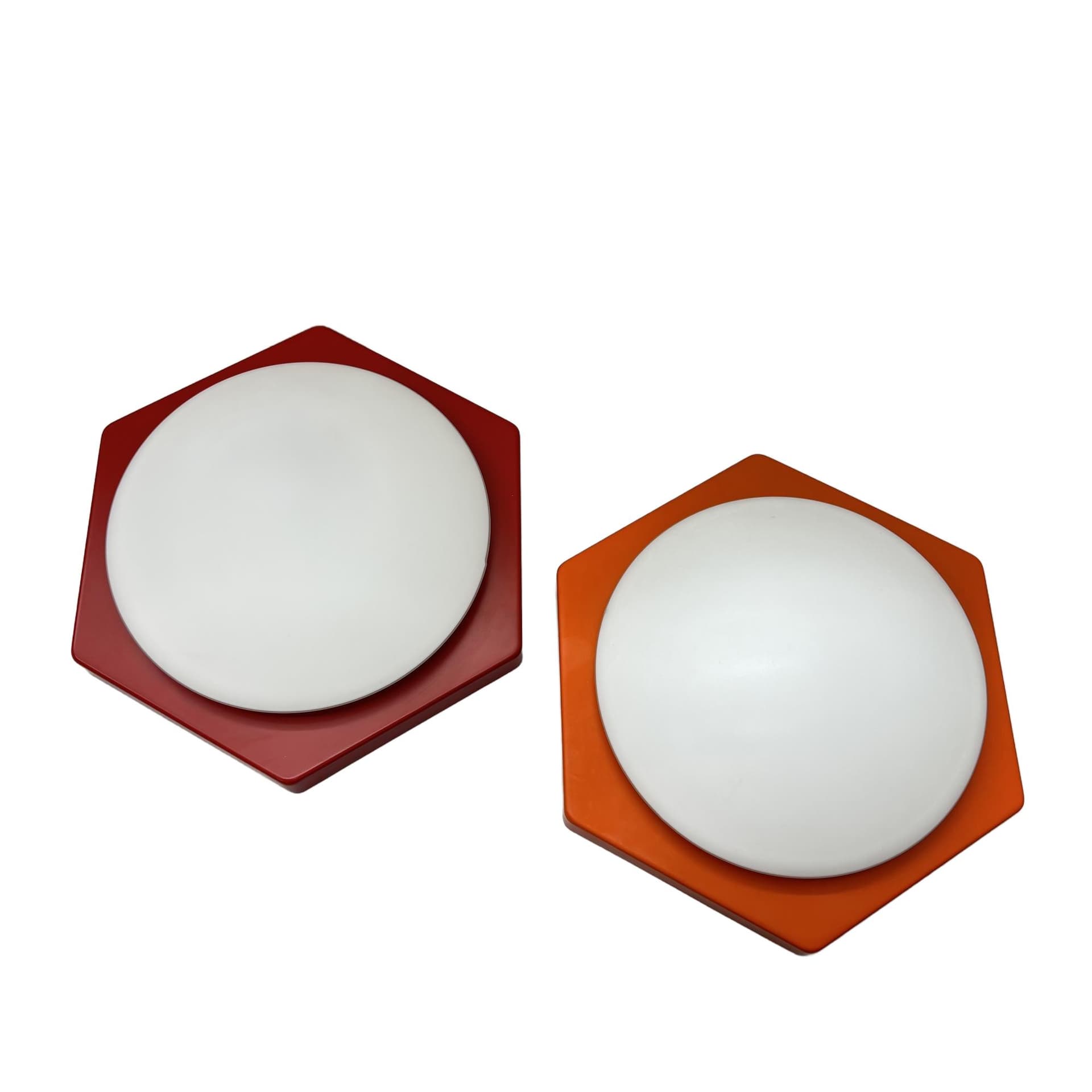 Pair of wall sconces, multicolor, by R. Kruger, Germany, 1970s.