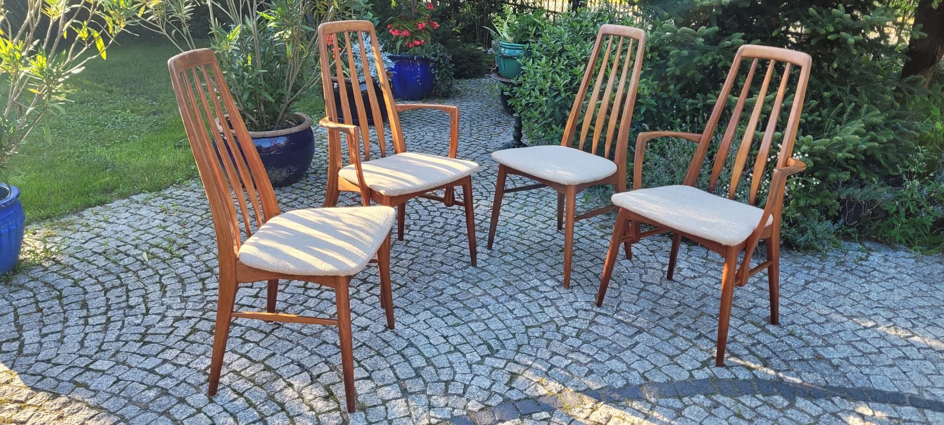 Set of chairs Eva, light brown rosewood, by N. Koefoed, Denmark, 1960s. - 124546