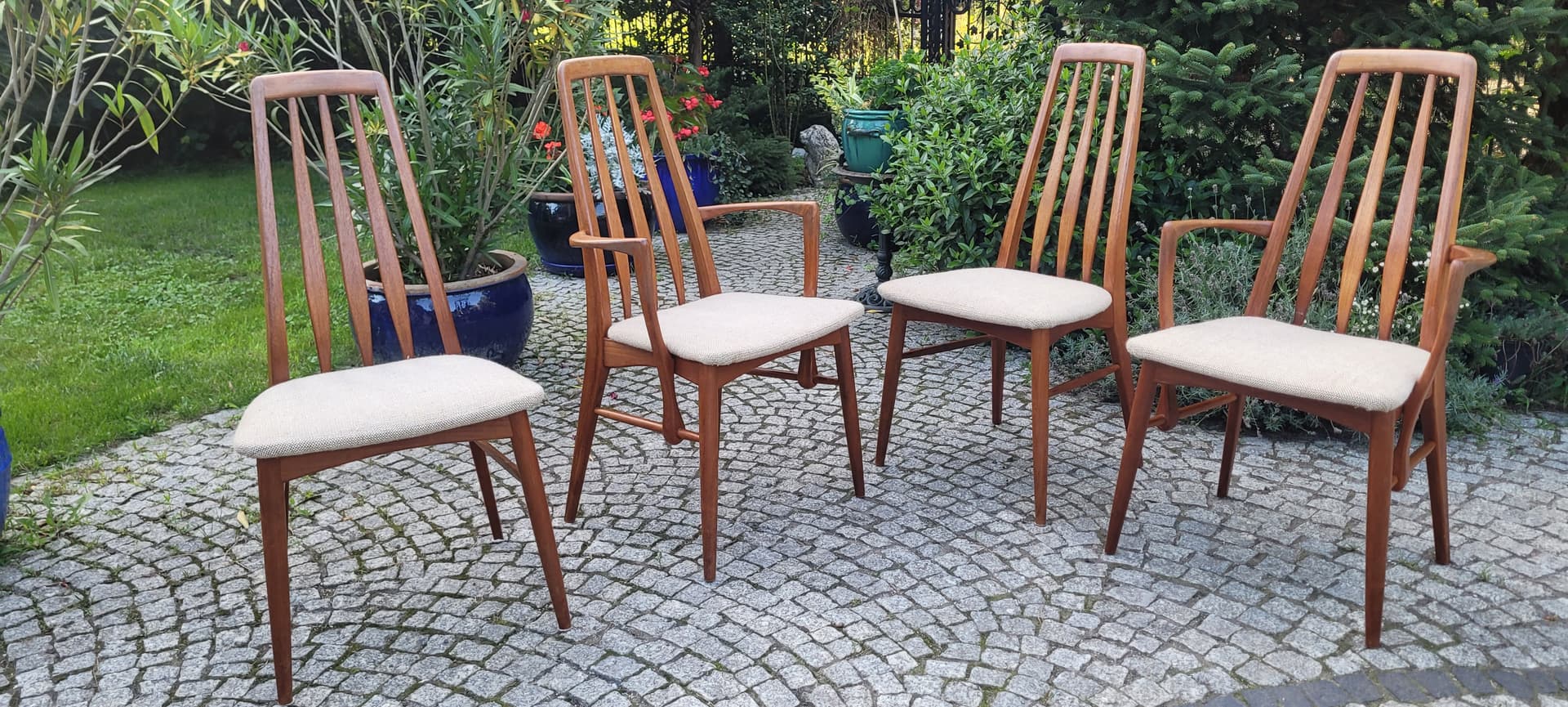 Set of chairs Eva, light brown rosewood, by N. Koefoed, Denmark, 1960s. - 124552