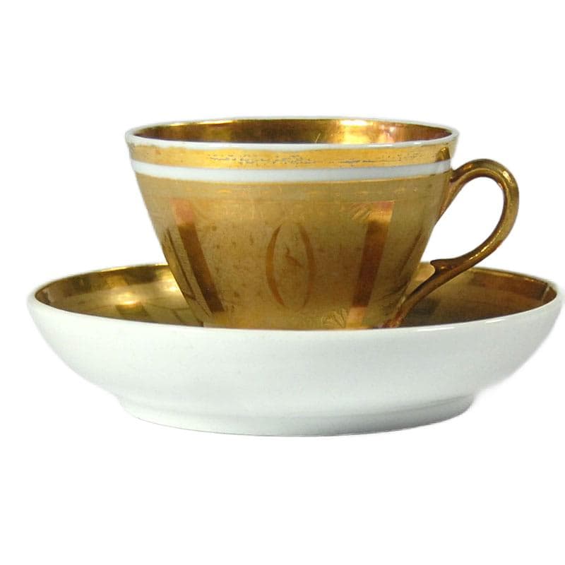Złocona filiżanka porcelanowa Empire, Francja, lata 40. XIX w. - 8401