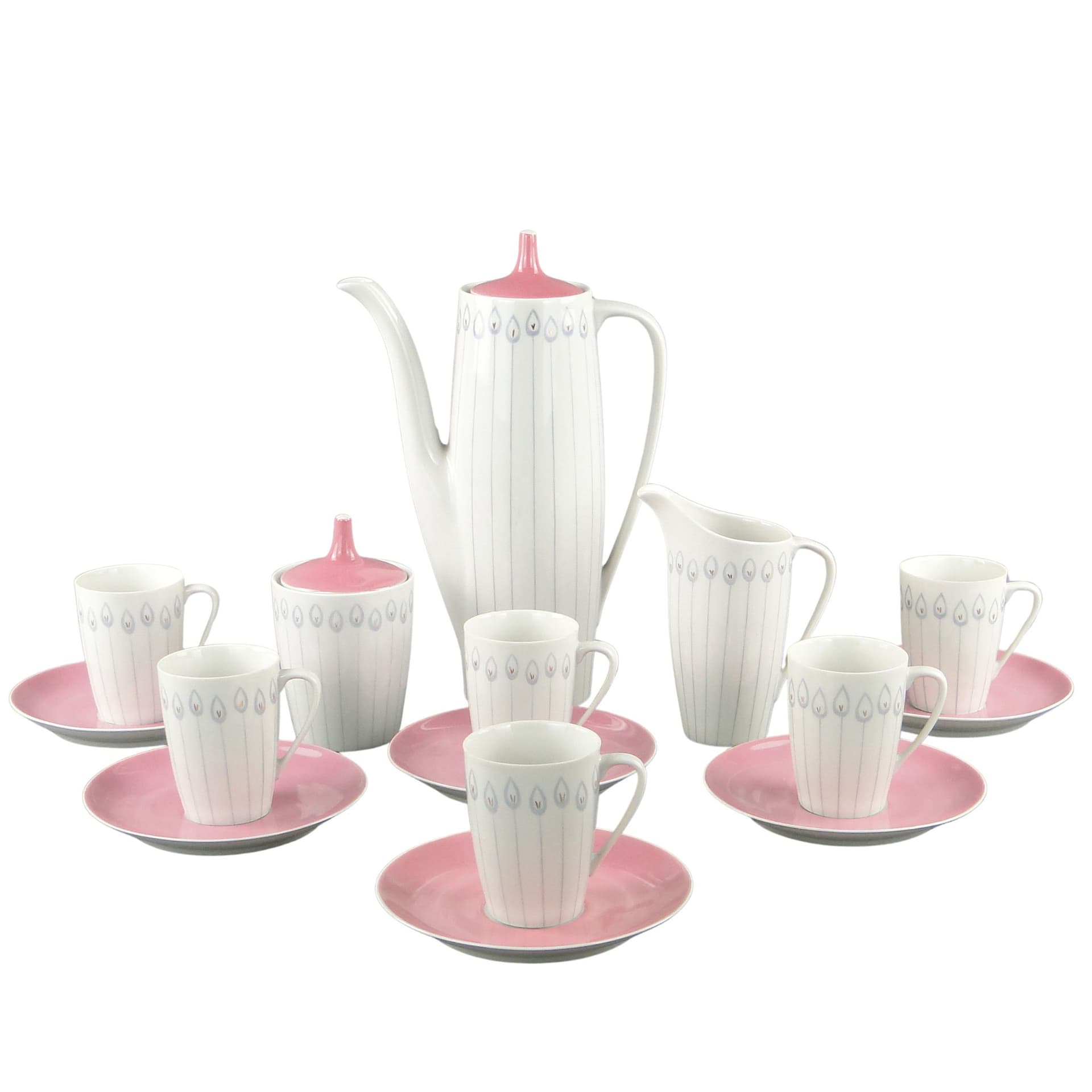 Serwis kawowy 'Goplana',  tulipany, Ćmielów l. 60 W. Potacki