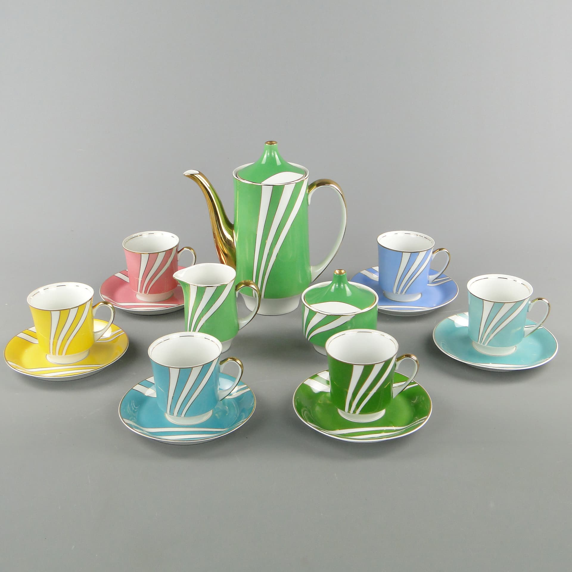 Pastelowy serwis kawowy 'June', Ćmielów l. 60 W. Potacki - 124955