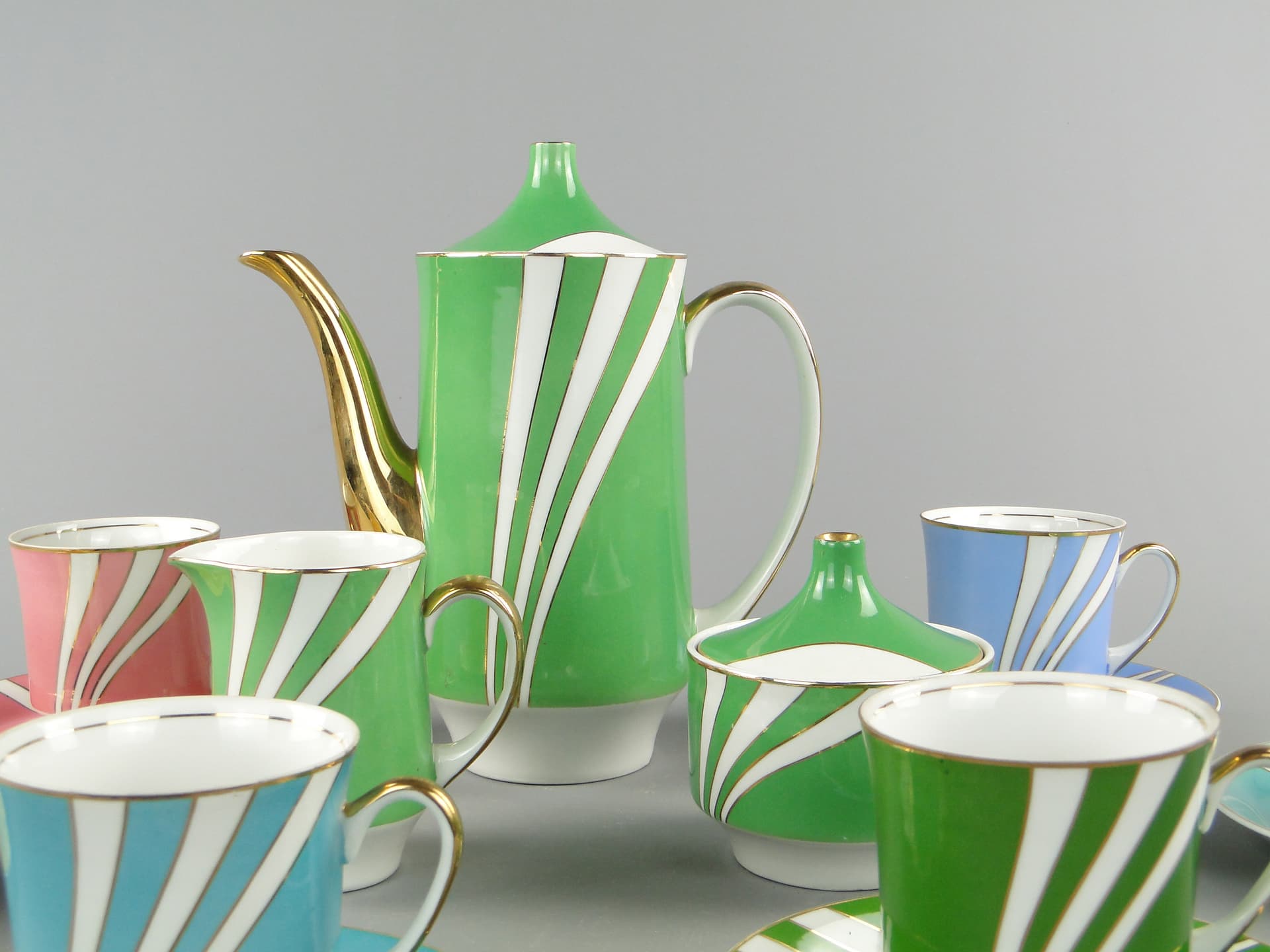 Pastelowy serwis kawowy 'June', Ćmielów l. 60 W. Potacki - 124957