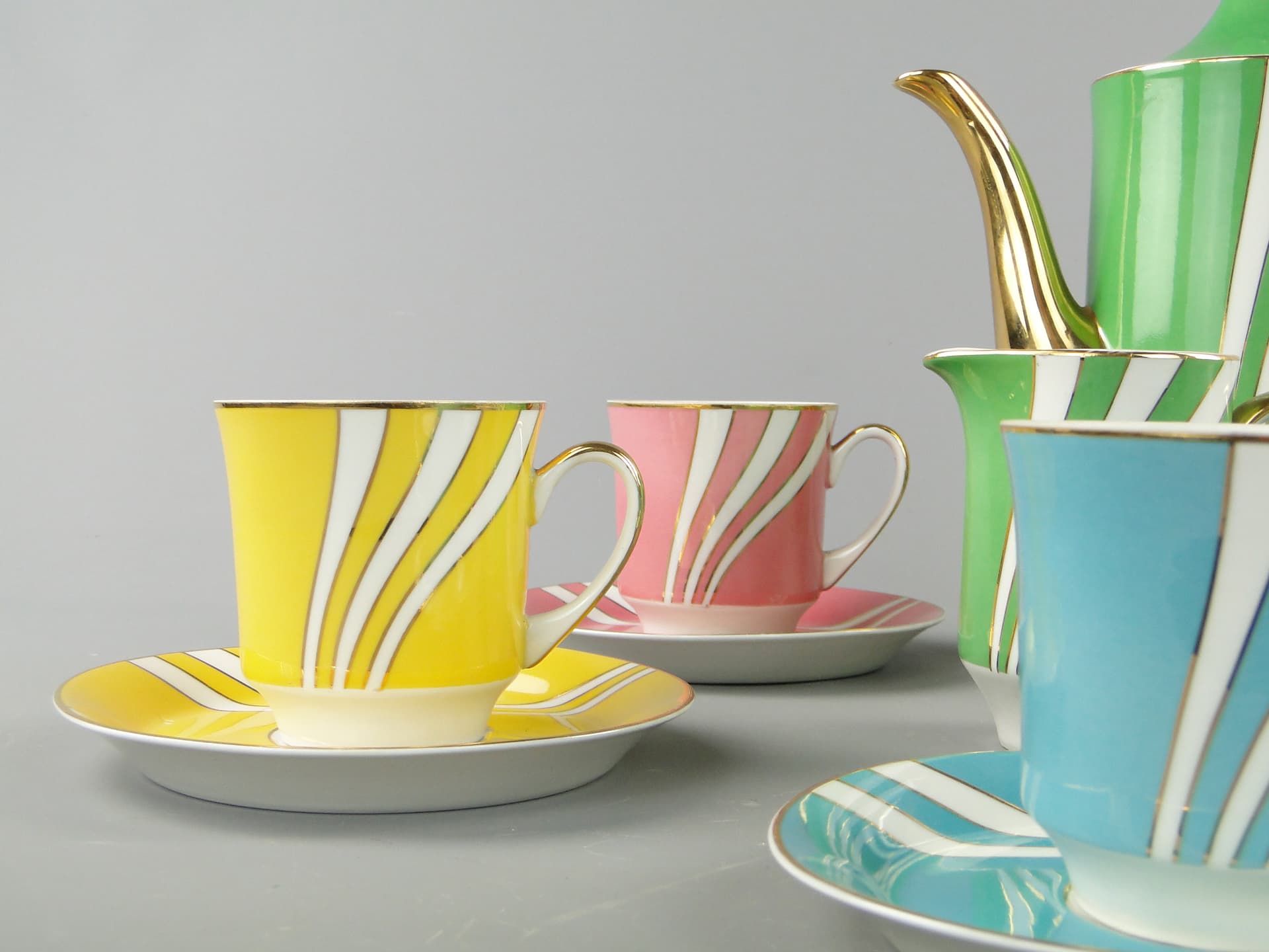 Pastelowy serwis kawowy 'June', Ćmielów l. 60 W. Potacki - 124960