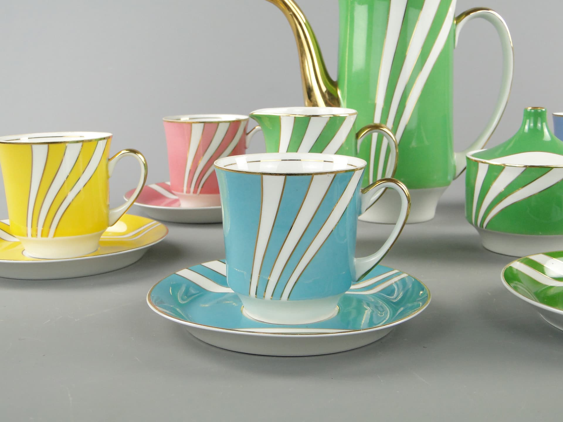 Pastelowy serwis kawowy 'June', Ćmielów l. 60 W. Potacki - 124958