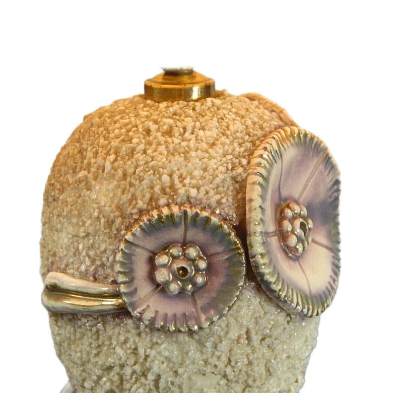 Beżowa ceramiczna lampa stołowa, Francja, lata 50. - 8394