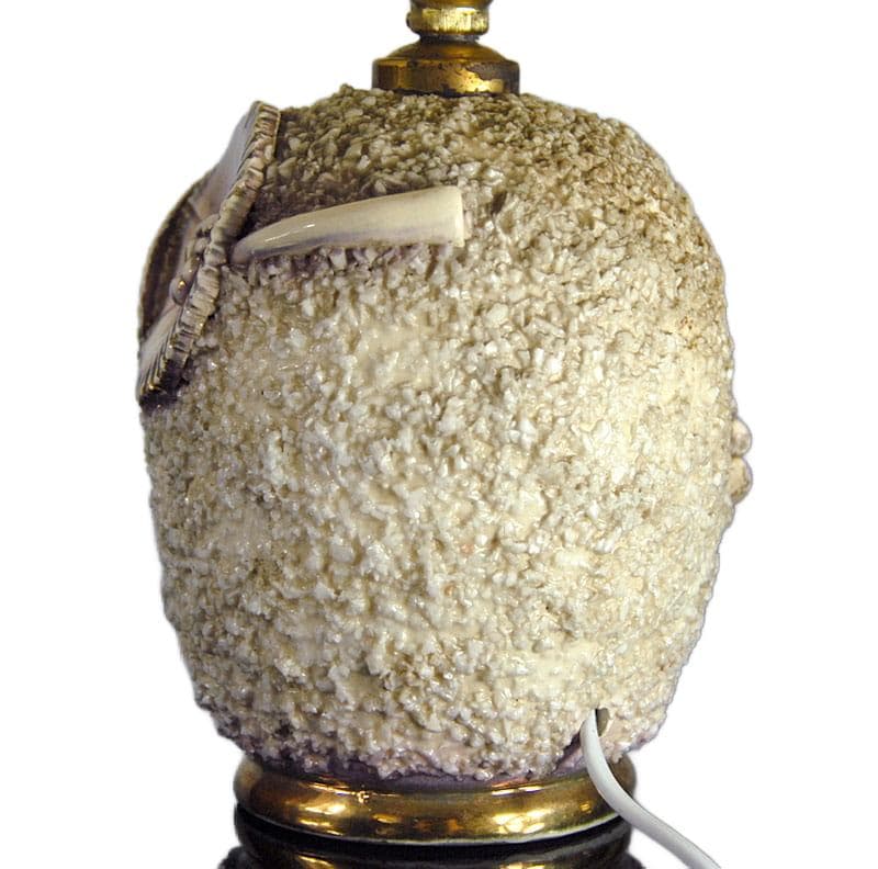 Beżowa ceramiczna lampa stołowa, Francja, lata 50. - 8396