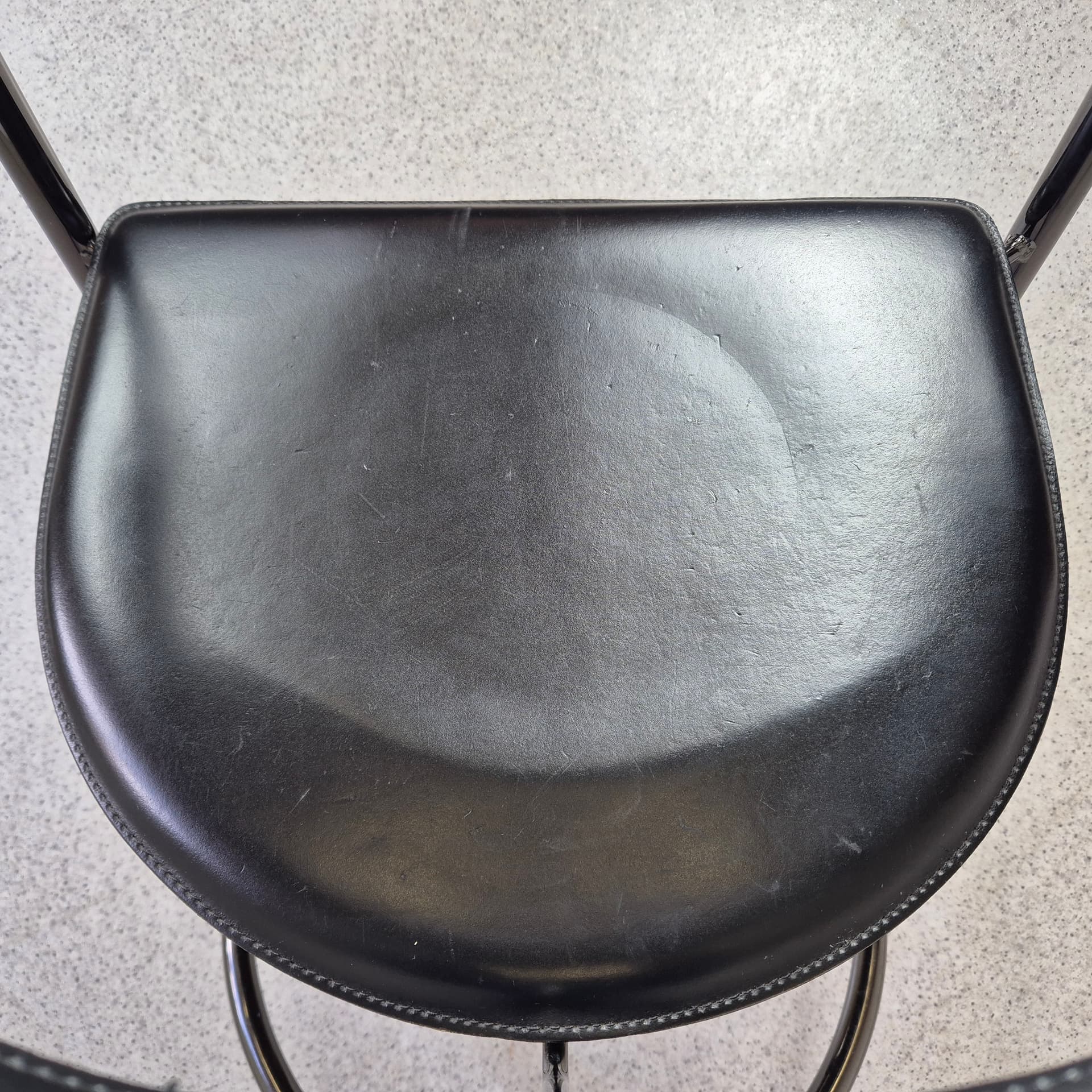 Chair Canasta, black leather, black metal, Arrben, Italy, 1970s. - 125017