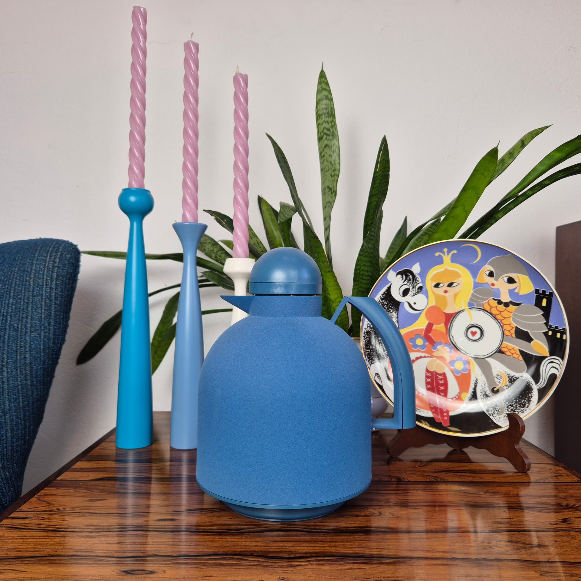 Thermos Graphite, blue, plastic, by F. Minuti, Guzzini, Italy, 1980s. - 125101