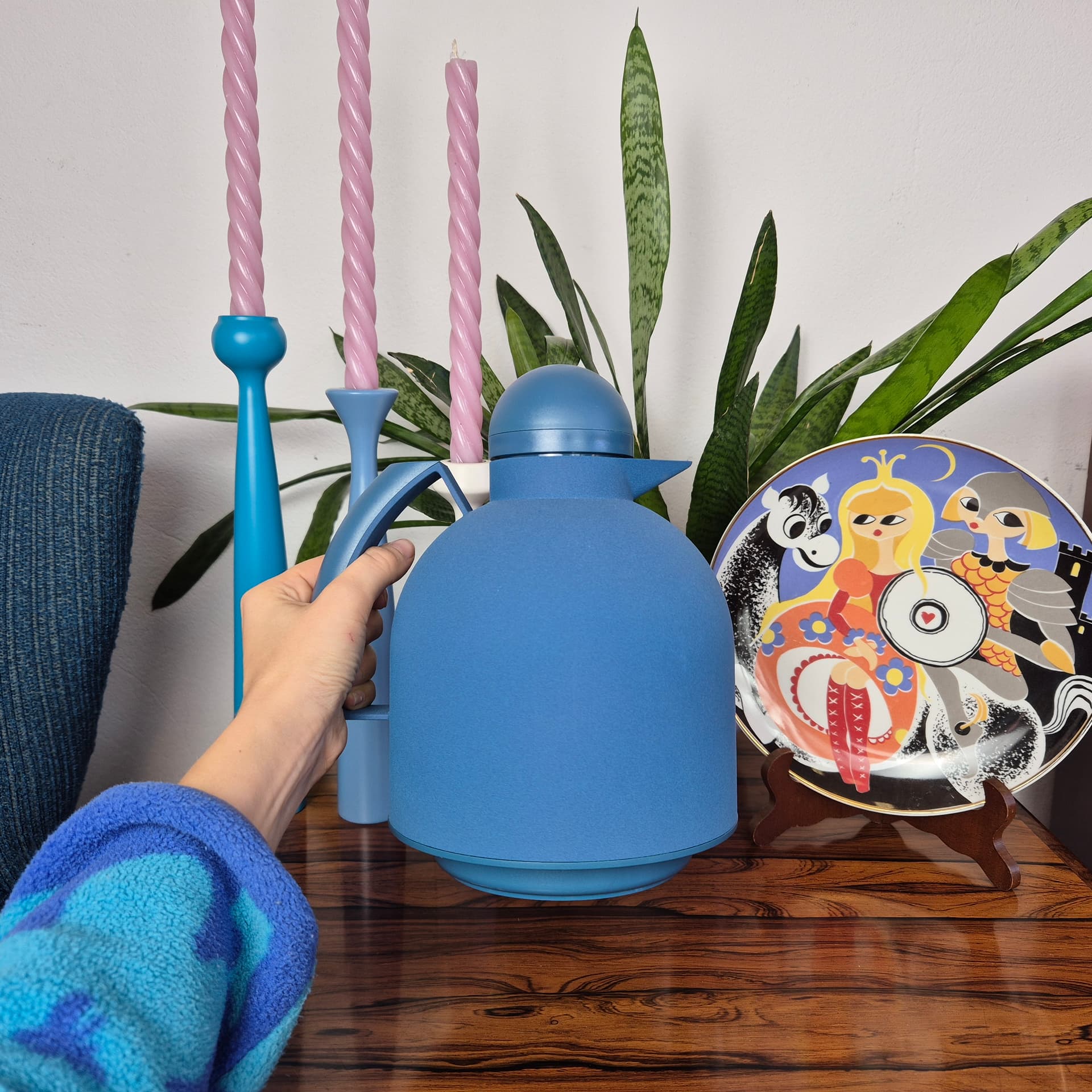 Thermos Graphite, blue, plastic, by F. Minuti, Guzzini, Italy, 1980s. - 125102