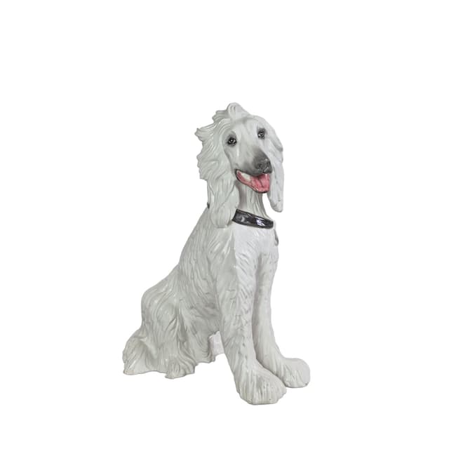 Afghan Hound Figurine, ivory white ceramic, Italy, 1970s. - DIMENSION
