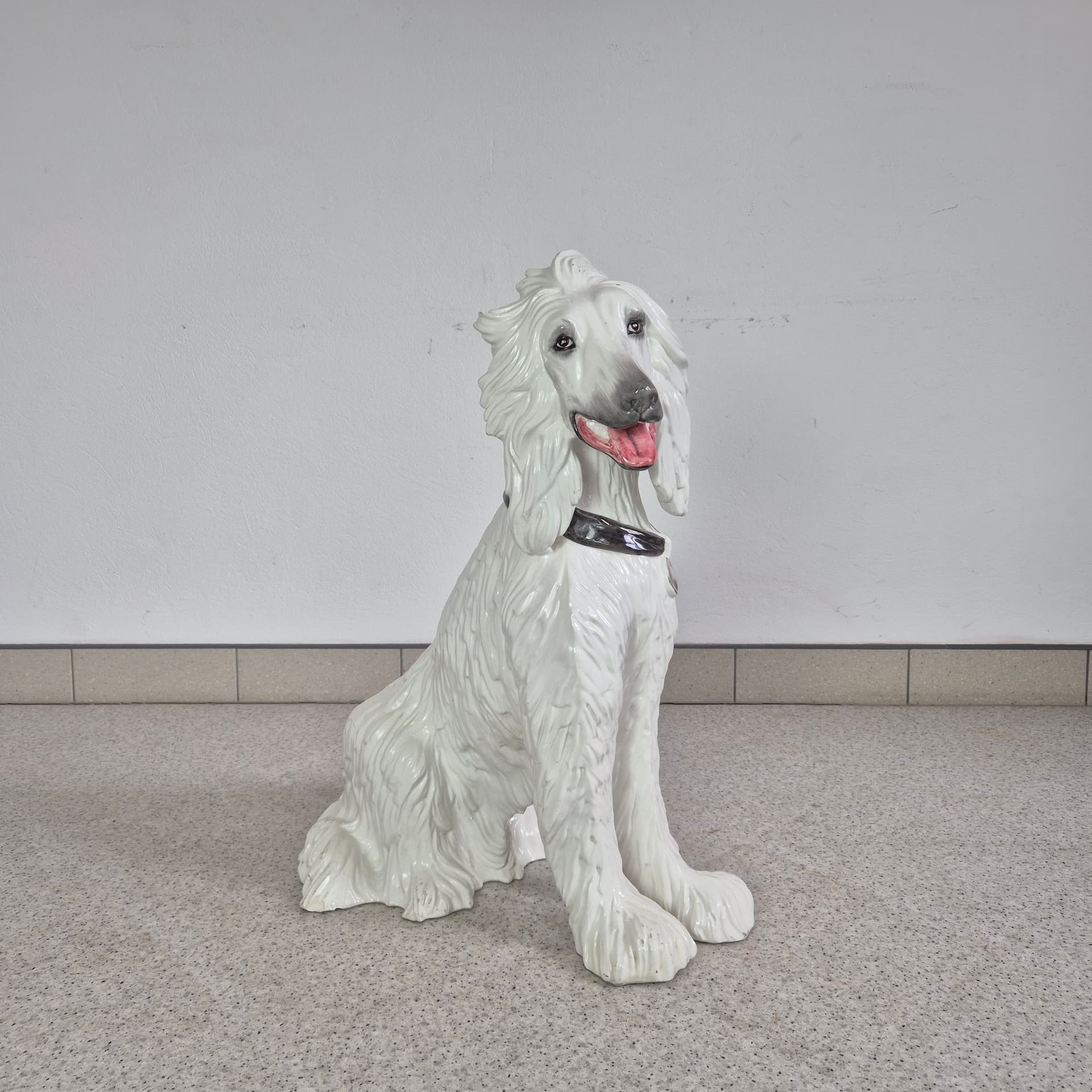 Afghan Hound Figurine, ivory white ceramic, Italy, 1970s. - 125166