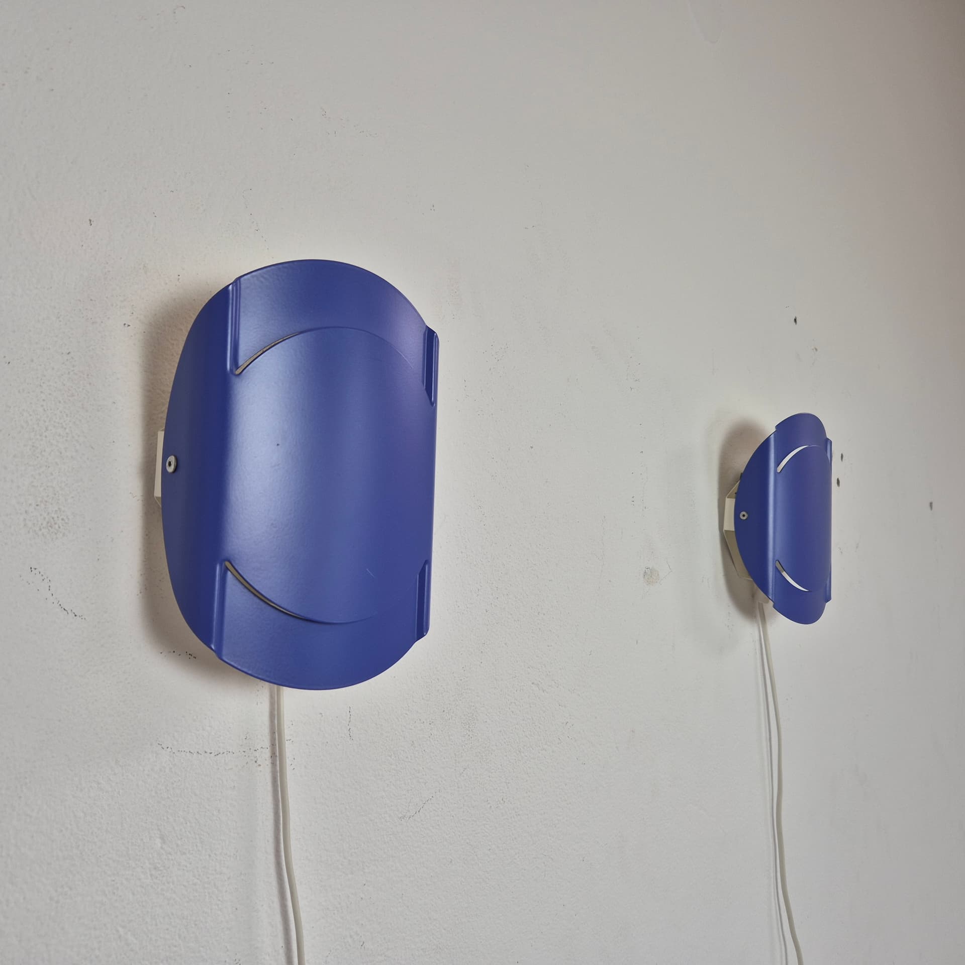 Pair of wall sconces 3050, blue, metal, Lyfa, Denmark, 1970s. - 125175