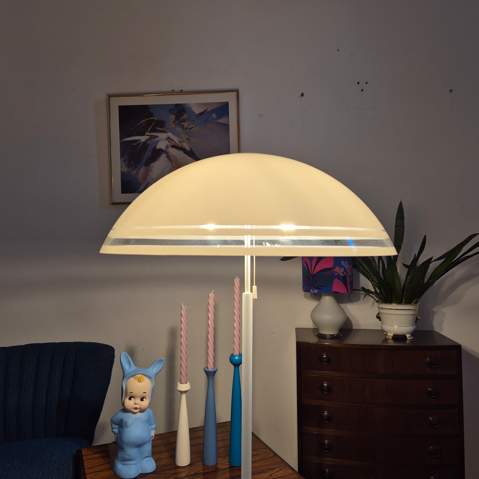 Lampa podłogowa Space Age, akryl biały, metal biały, Niemcy, lata 70. - 125213