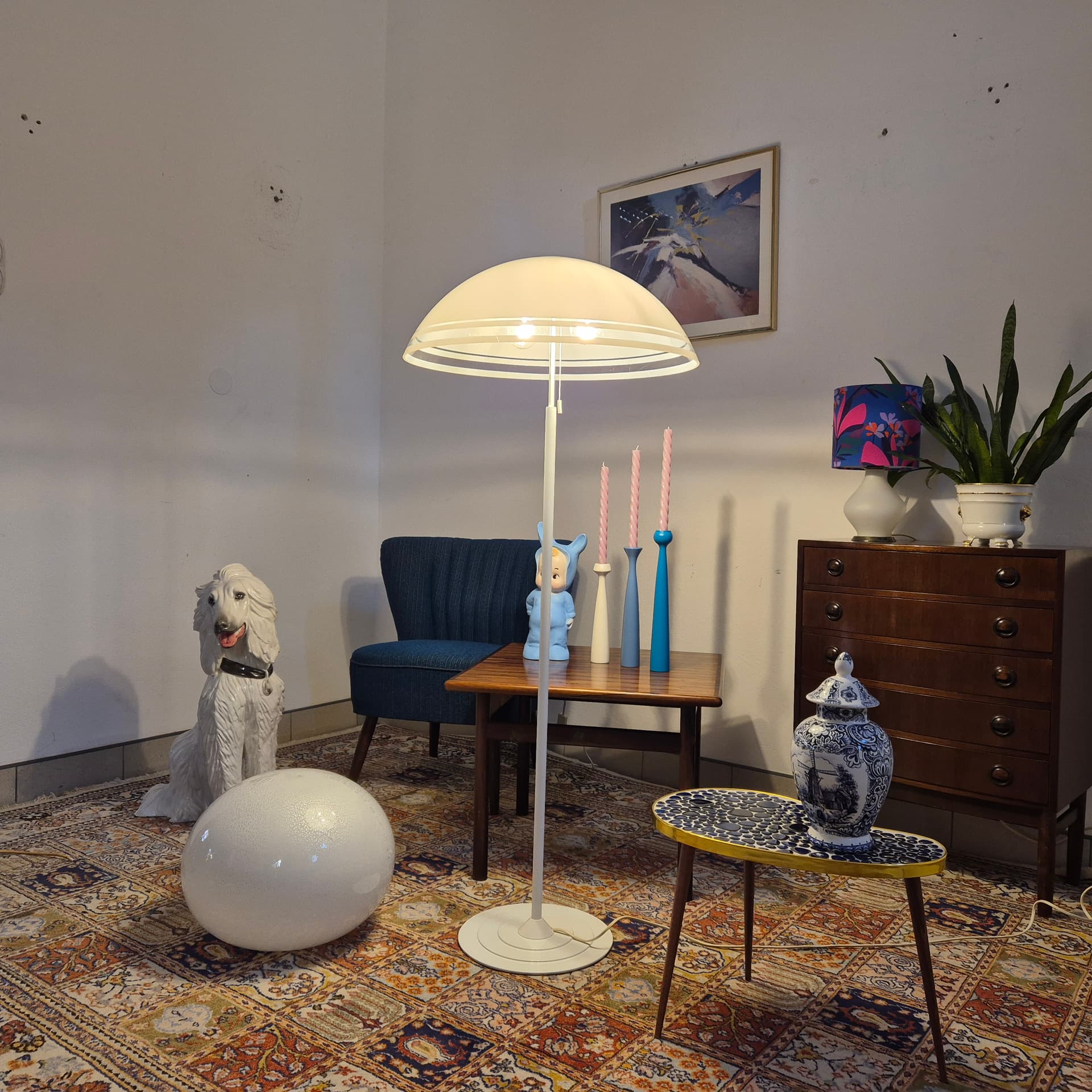 Lampa podłogowa Space Age, akryl biały, metal biały, Niemcy, lata 70. - 125214