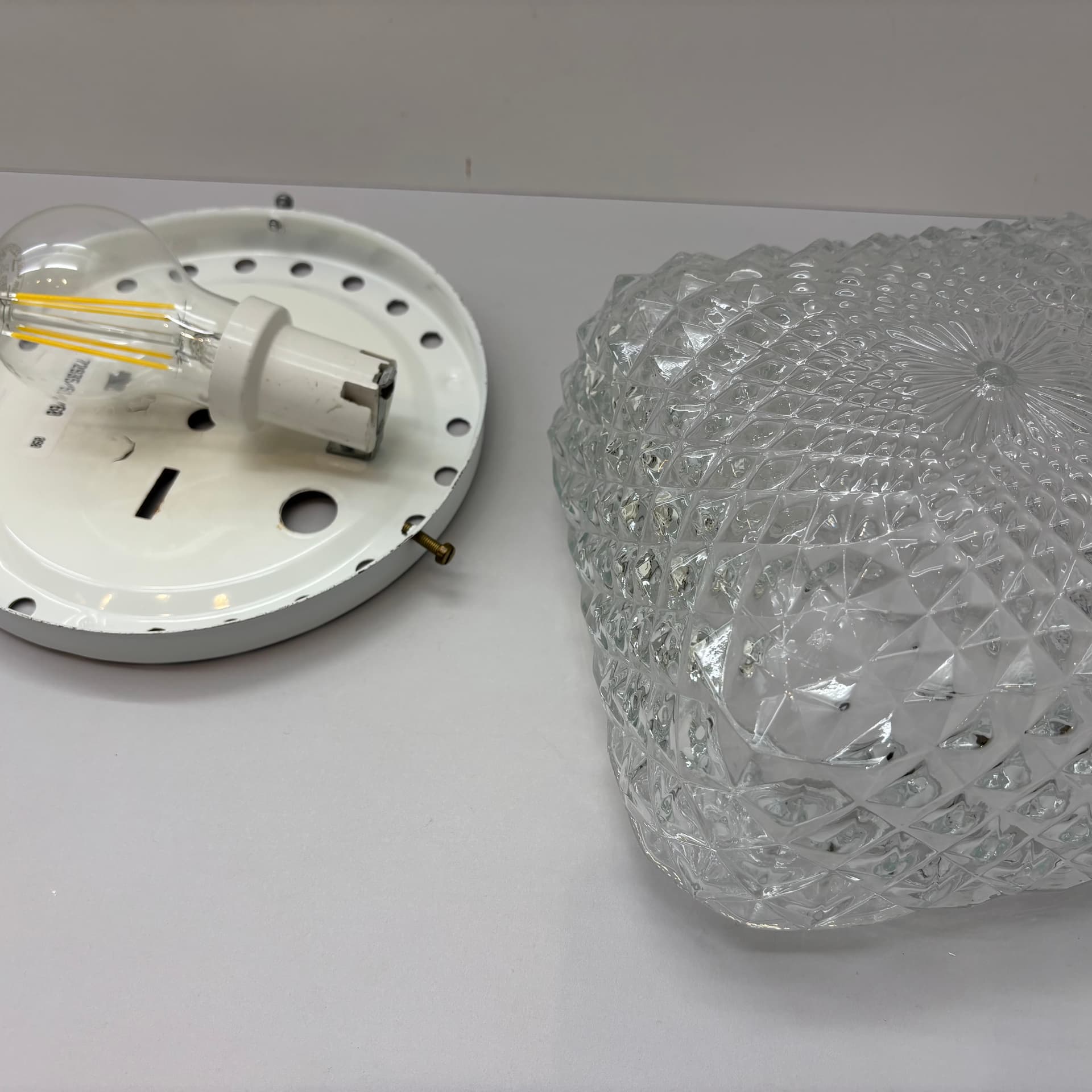 Kinkiet, transparent szkło, metal, Belgia, lata 90. - 125395