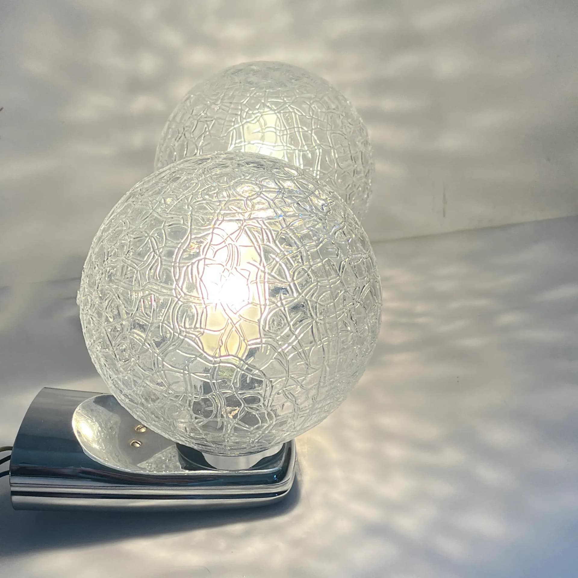 Para kinkietów DusselPlastic, szkło transparentne, Niemcy, lata 80. - 126371