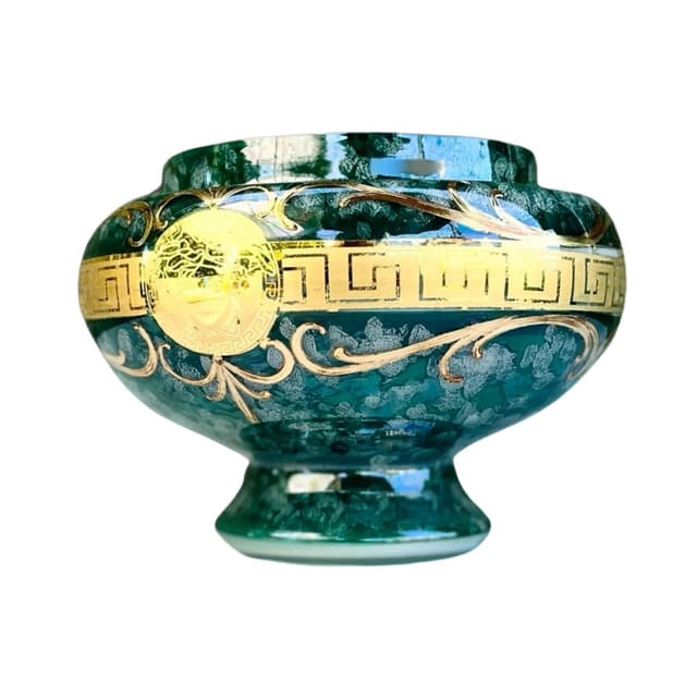 Wazon Hollywood Regency, zielony, szkło, Czechosłowacja, lata 70. - WYMIARY