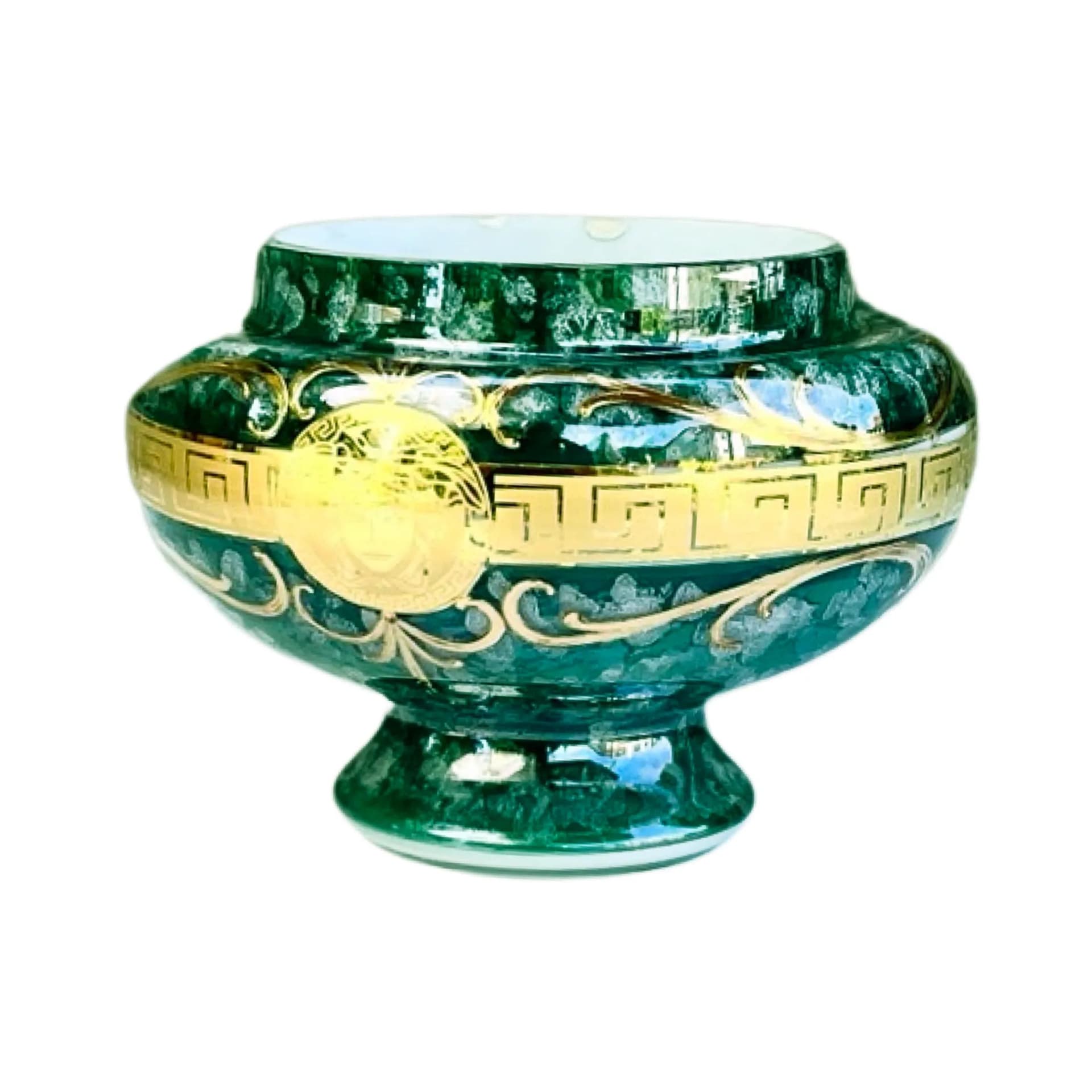 Wazon Hollywood Regency, zielony, szkło, Czechosłowacja, lata 70. - 126369