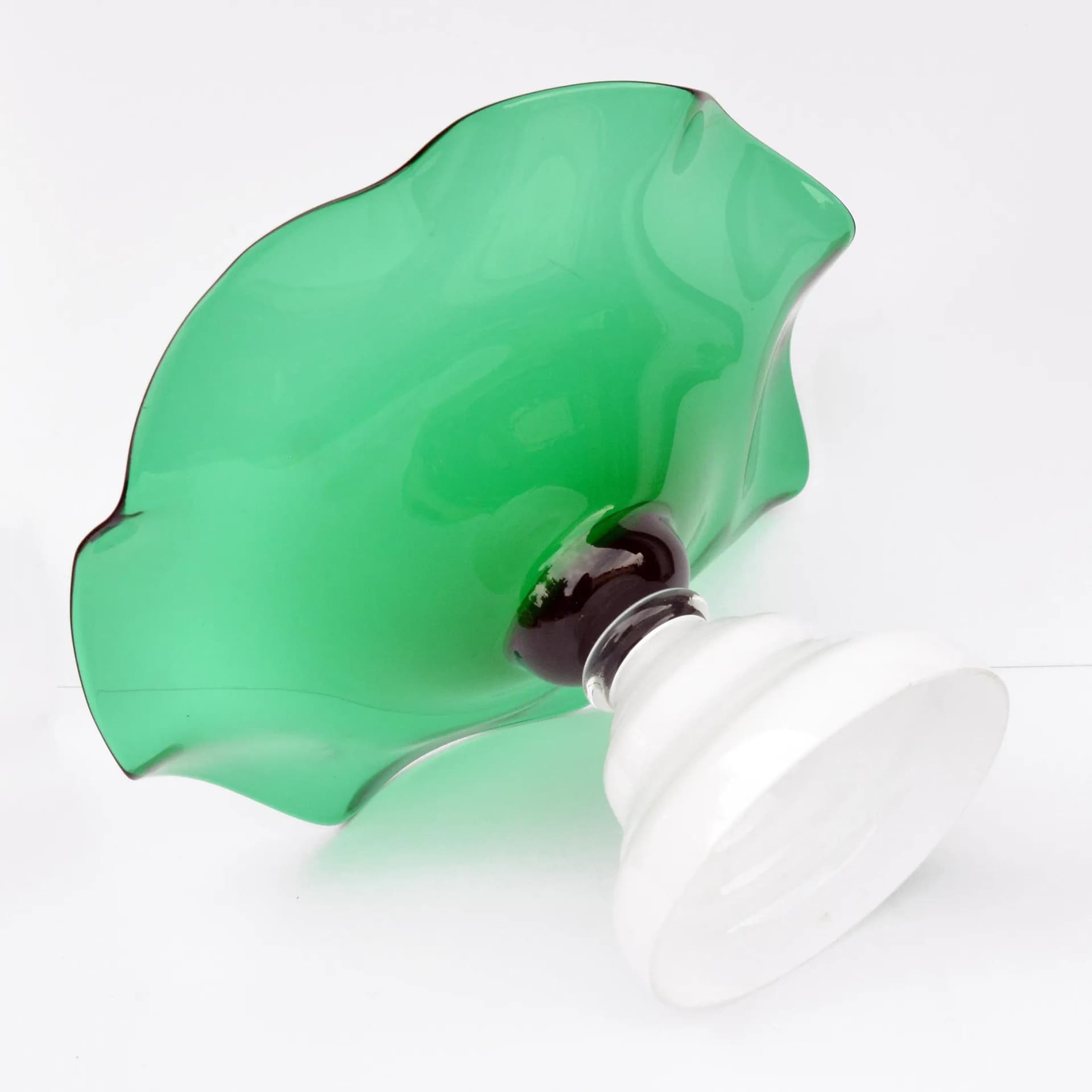 Bowl, white green, glass, Harrachov, Czechoslovakia, 1960s. - 126357