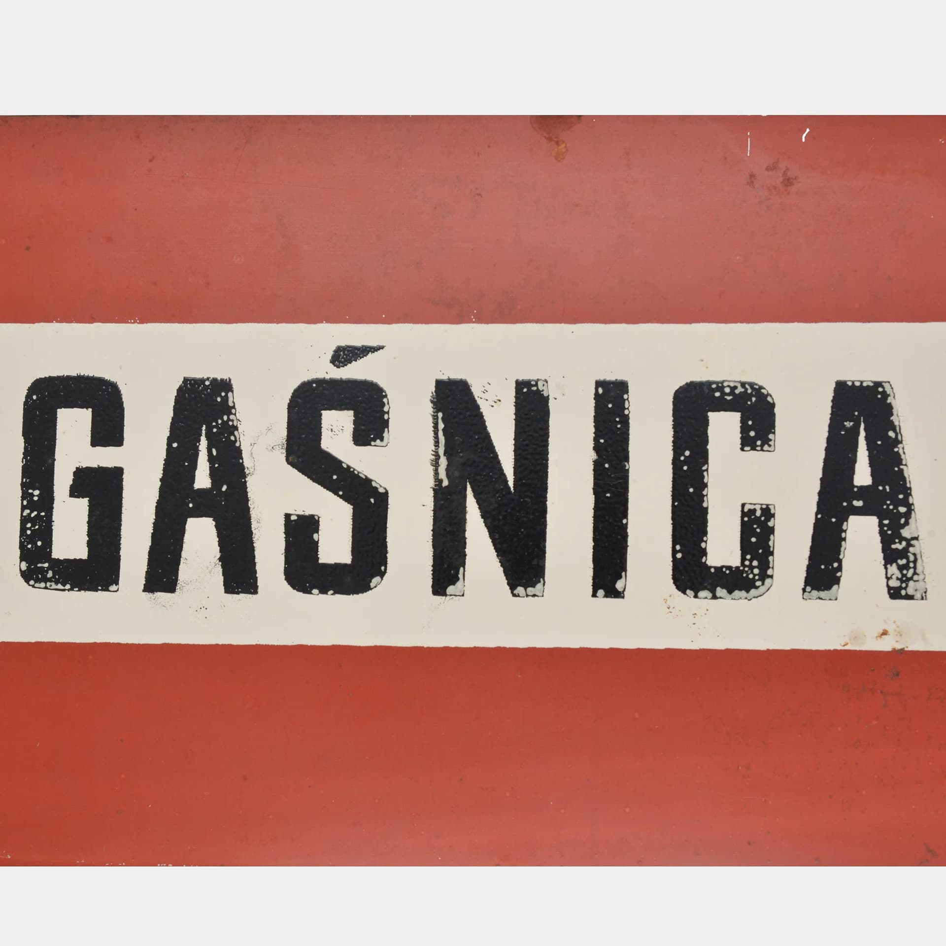 Tablica informacyjna GAŚNICA, czerwony, metal, Polska, lata 70. - 126346