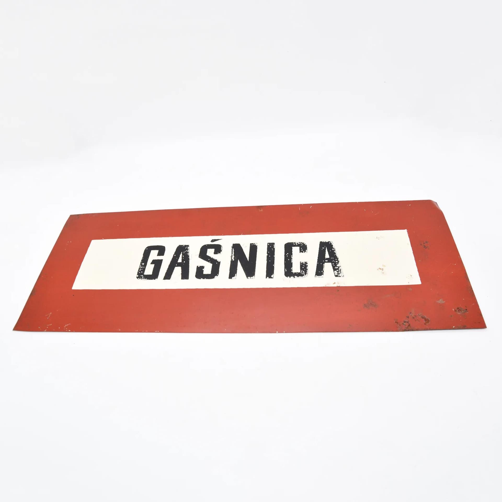 Tablica informacyjna GAŚNICA, czerwony, metal, Polska, lata 70. - 126342