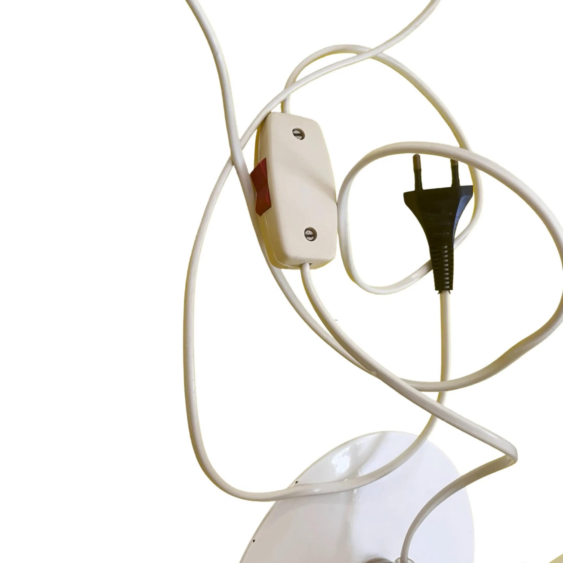 Lampa stołowa Space Age, biała, szkło, metal, Polska, lata 80. - 126300