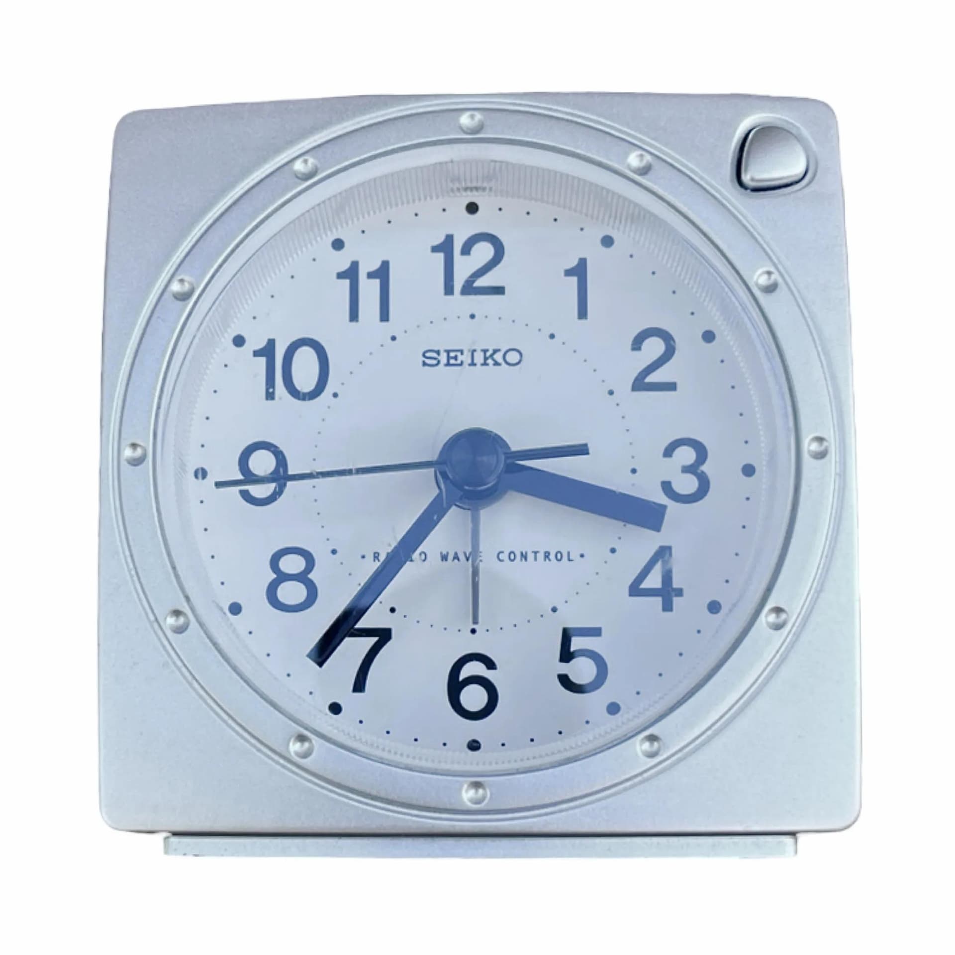 Budzik Space Age, srebrny, plastik, Seiko, Japonia, lata 80. - 126250