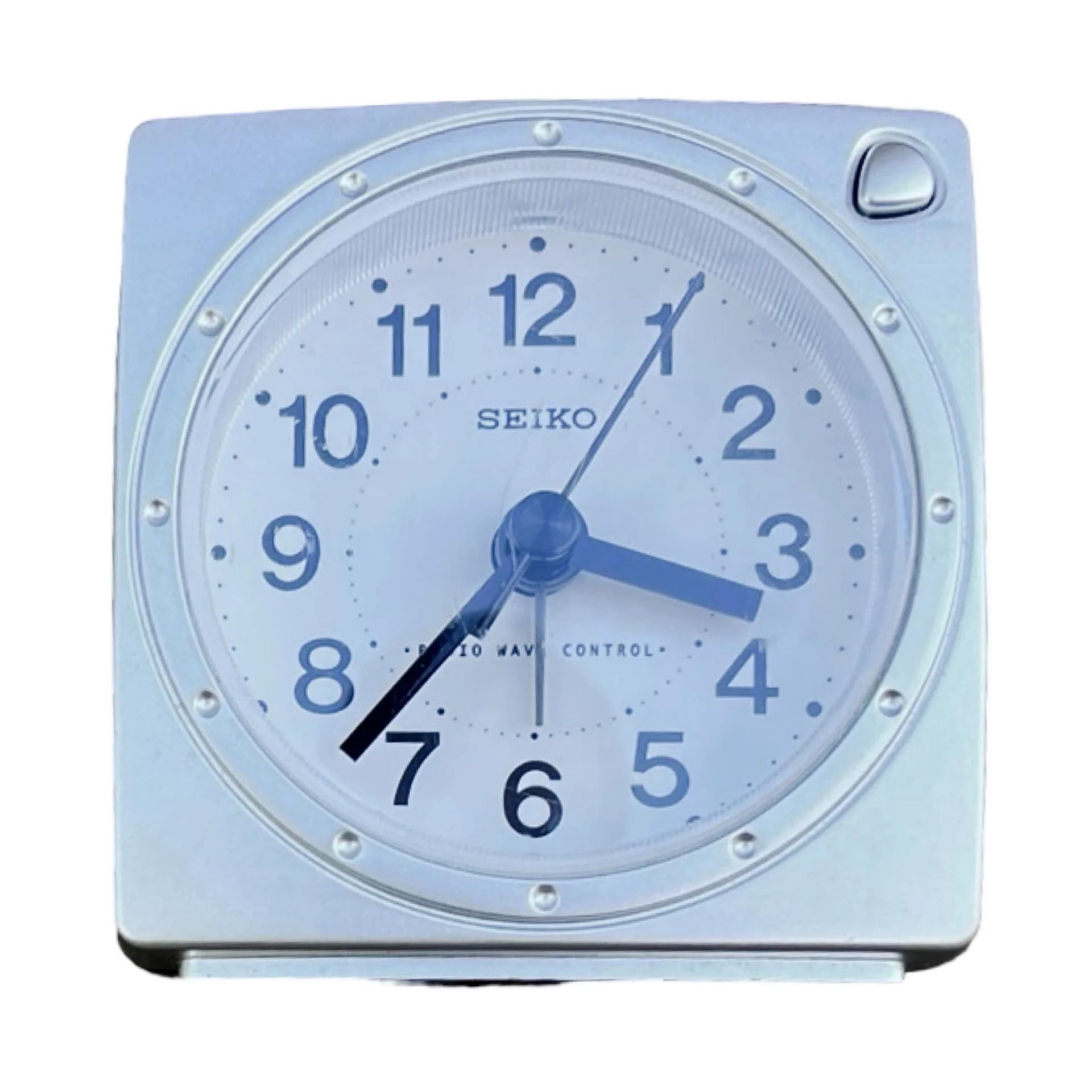 Budzik Space Age, srebrny, plastik, Seiko, Japonia, lata 80. - 126252