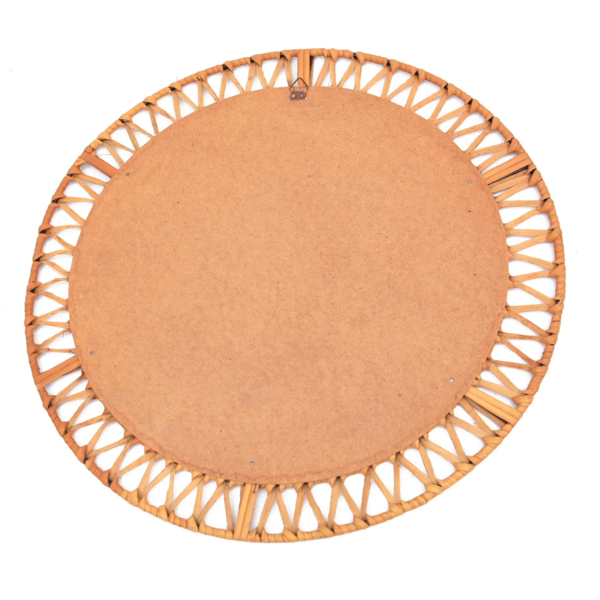 Wall Mirror Round, beige, beech, rattan, Denmark, 1970s. - 126221