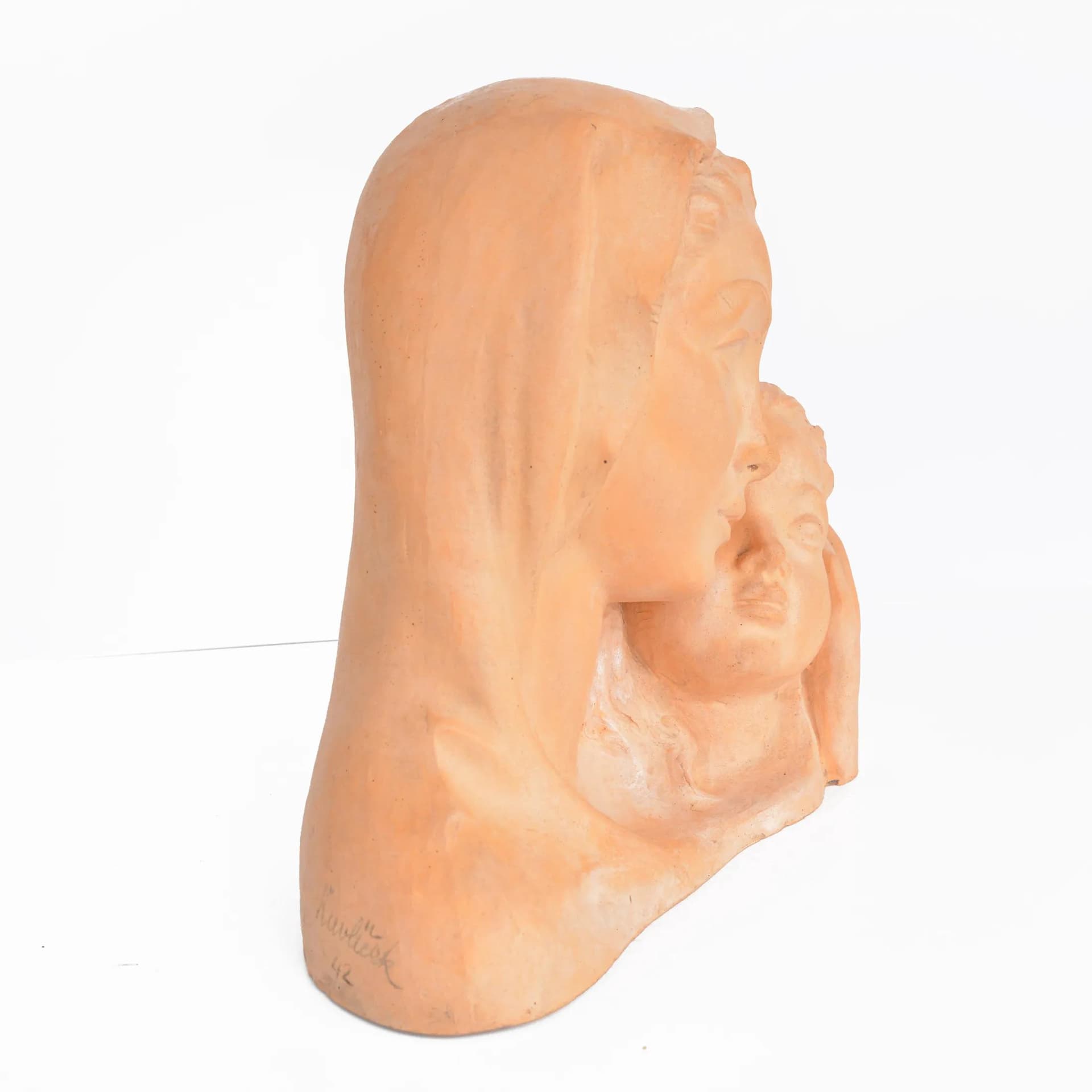 Popiersie Maryi z Dzieciątkiem, brązowy jasny, ceramika, art. K. Havlíček, Czechy, lata 40. - 126212