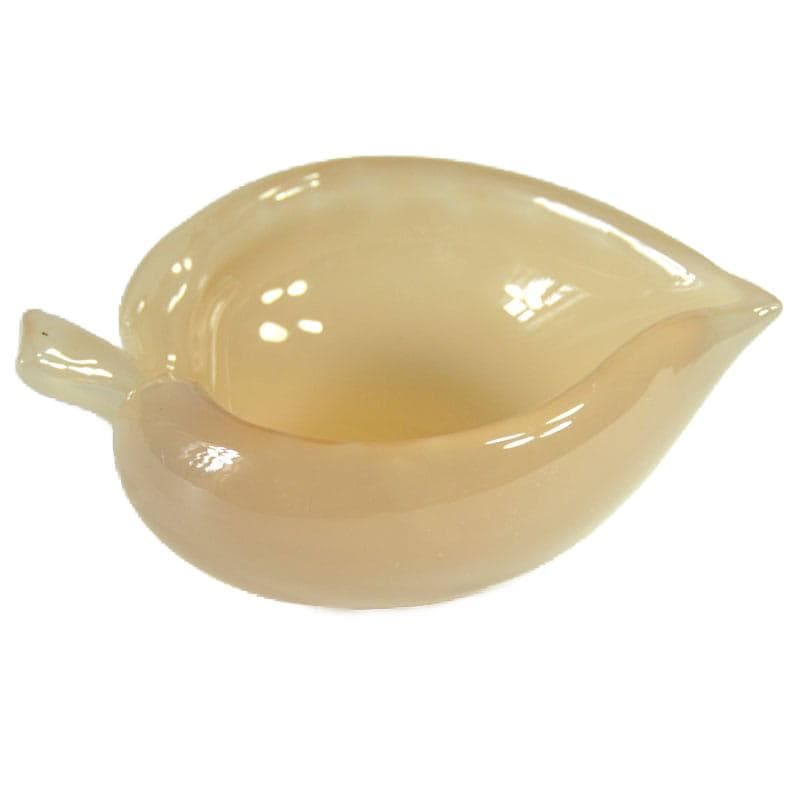 Beżowa paterka w kształcie liścia, Fratelli Ferro Opaline Murano, Włochy, lata 60. - 8490