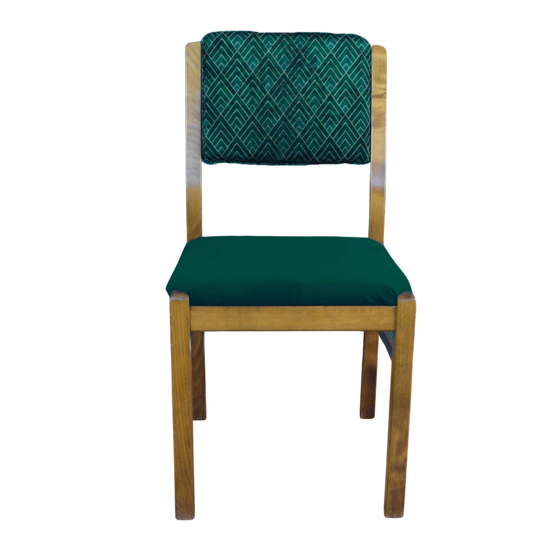 Chair, upholstered, beech brown, green velvet, WK Möbel, Germany, 1960s.