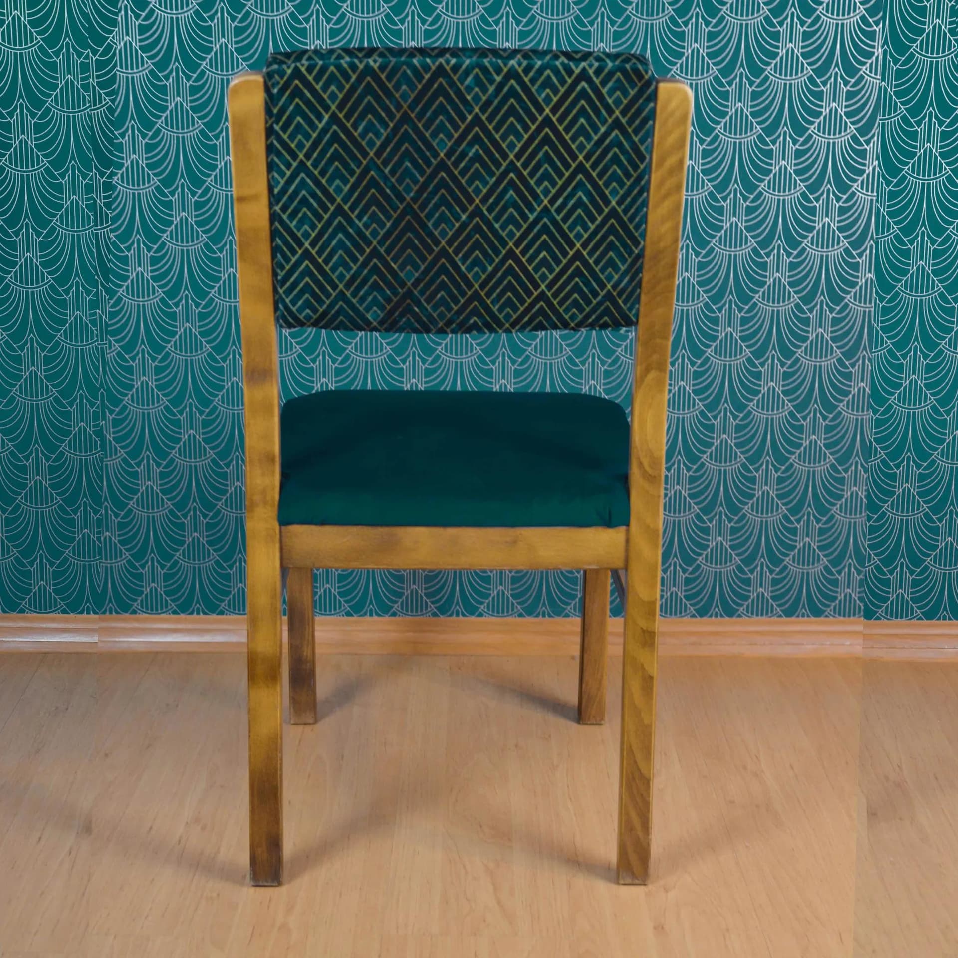 Chair, upholstered, beech brown, green velvet, WK Möbel, Germany, 1960s. - 126145