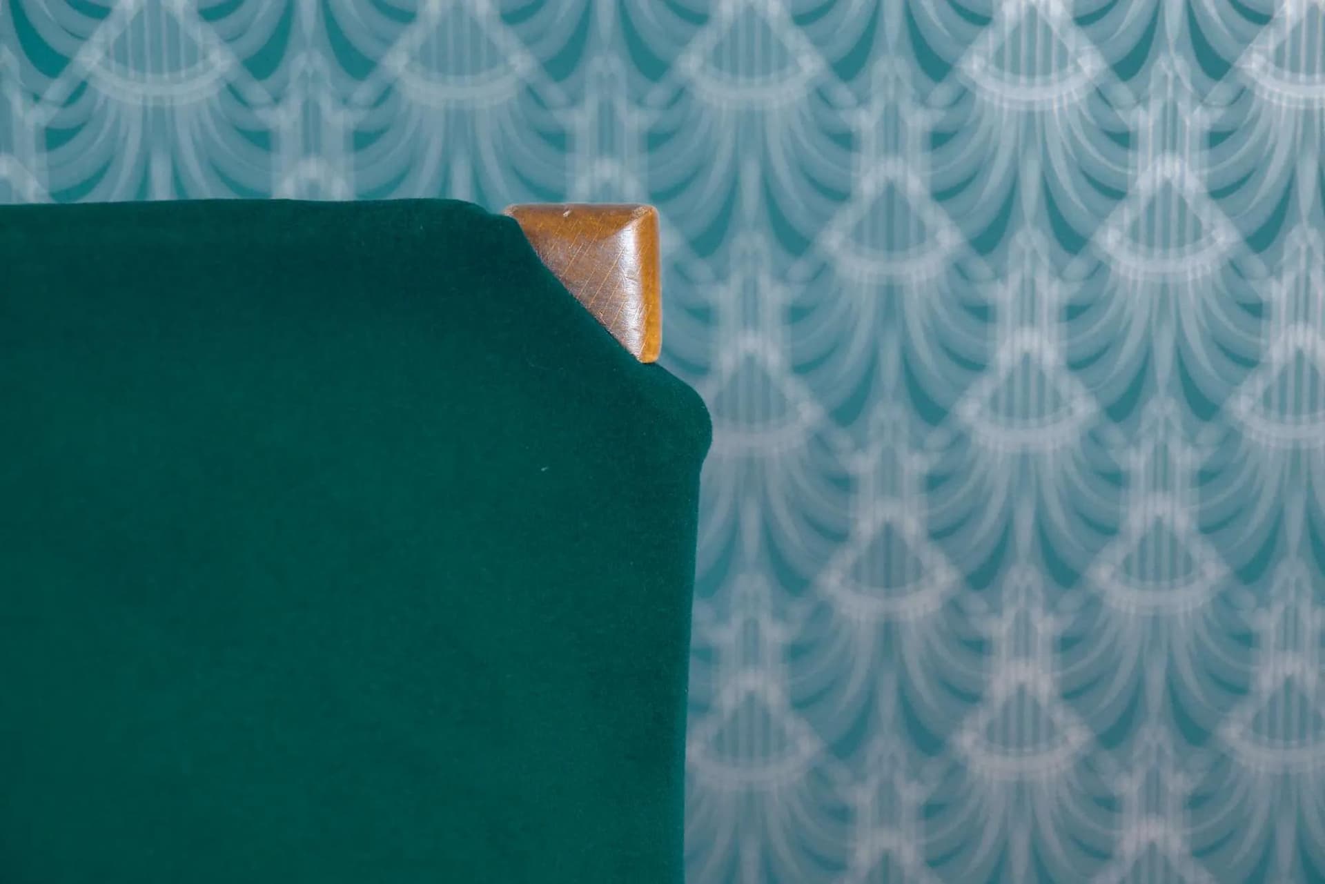 Chair, upholstered, beech brown, green velvet, WK Möbel, Germany, 1960s. - 126141