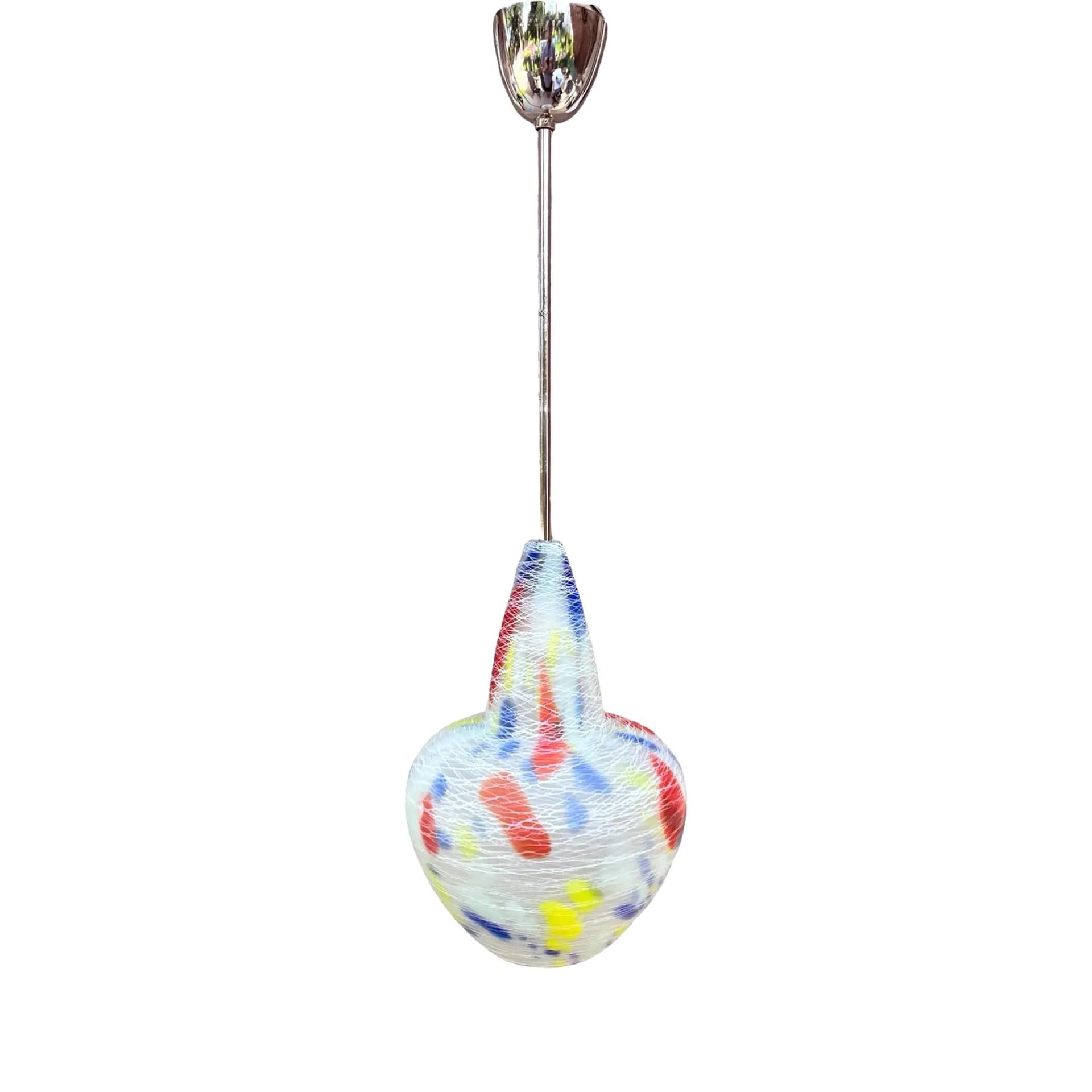 Pendant Lamp Brusel, multicolor glass, by J. Junek, Czechoslovakia, 1960s.