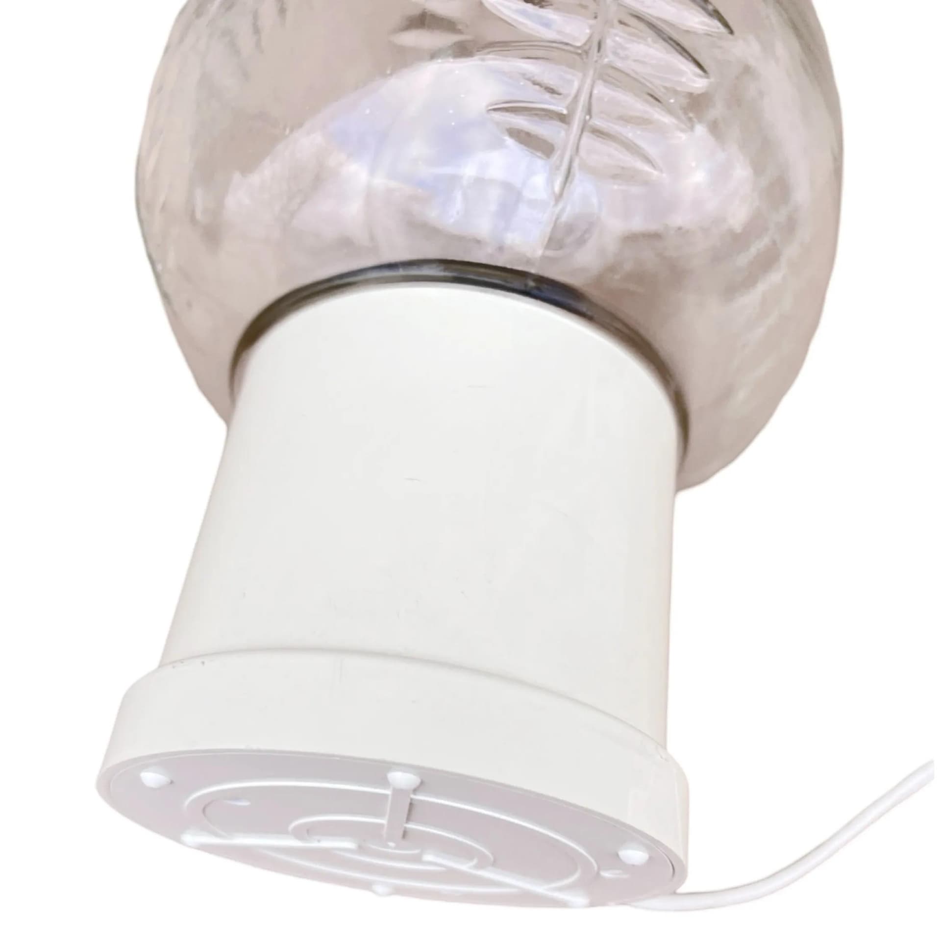 Lampka nocna modernistyczna, biały, szkło transparentne, plastik beżowy, Massive, Belgia, lata 70. - 126079