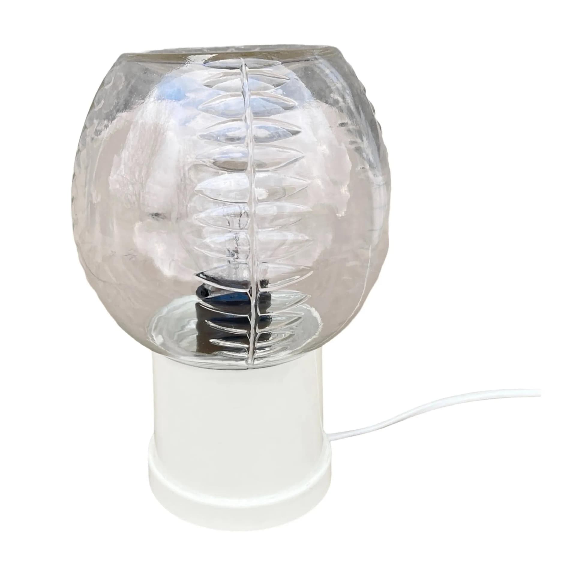 Lampka nocna modernistyczna, biały, szkło transparentne, plastik beżowy, Massive, Belgia, lata 70. - 126081